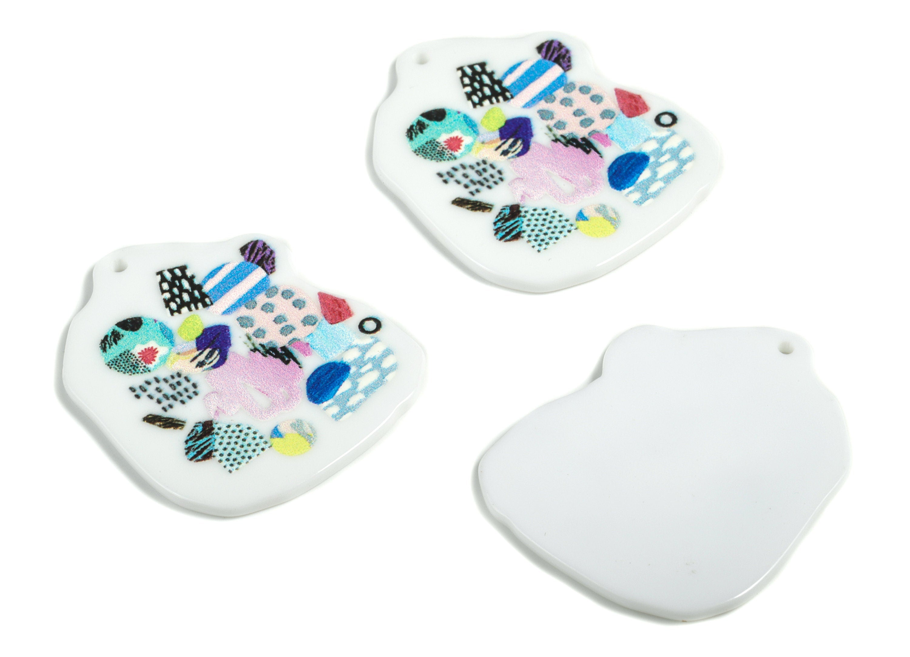 Acrylic Irregular Earring Charms - Acrylic Color Palette Earrings - Earring Finding - Jewelry Supplies - 38.97x31.82x2.3mm - AC2213 - DOMEDBAZAAR
