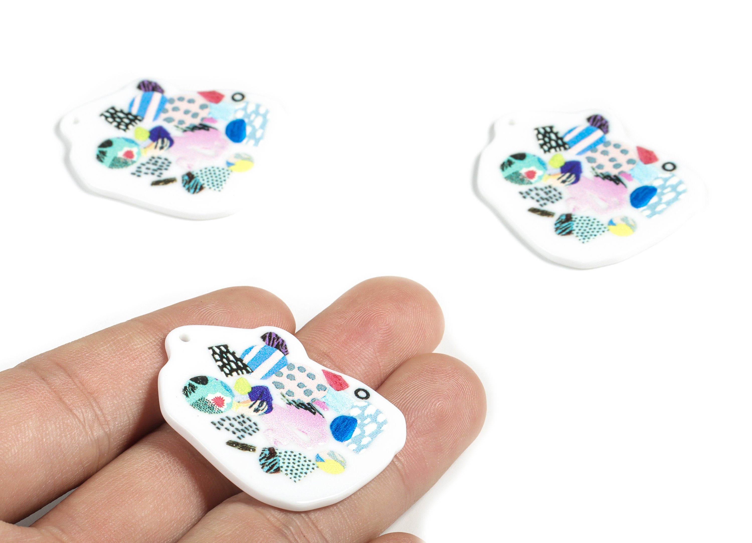 Acrylic Irregular Earring Charms - Acrylic Color Palette Earrings - Earring Finding - Jewelry Supplies - 38.97x31.82x2.3mm - AC2213 - DOMEDBAZAAR