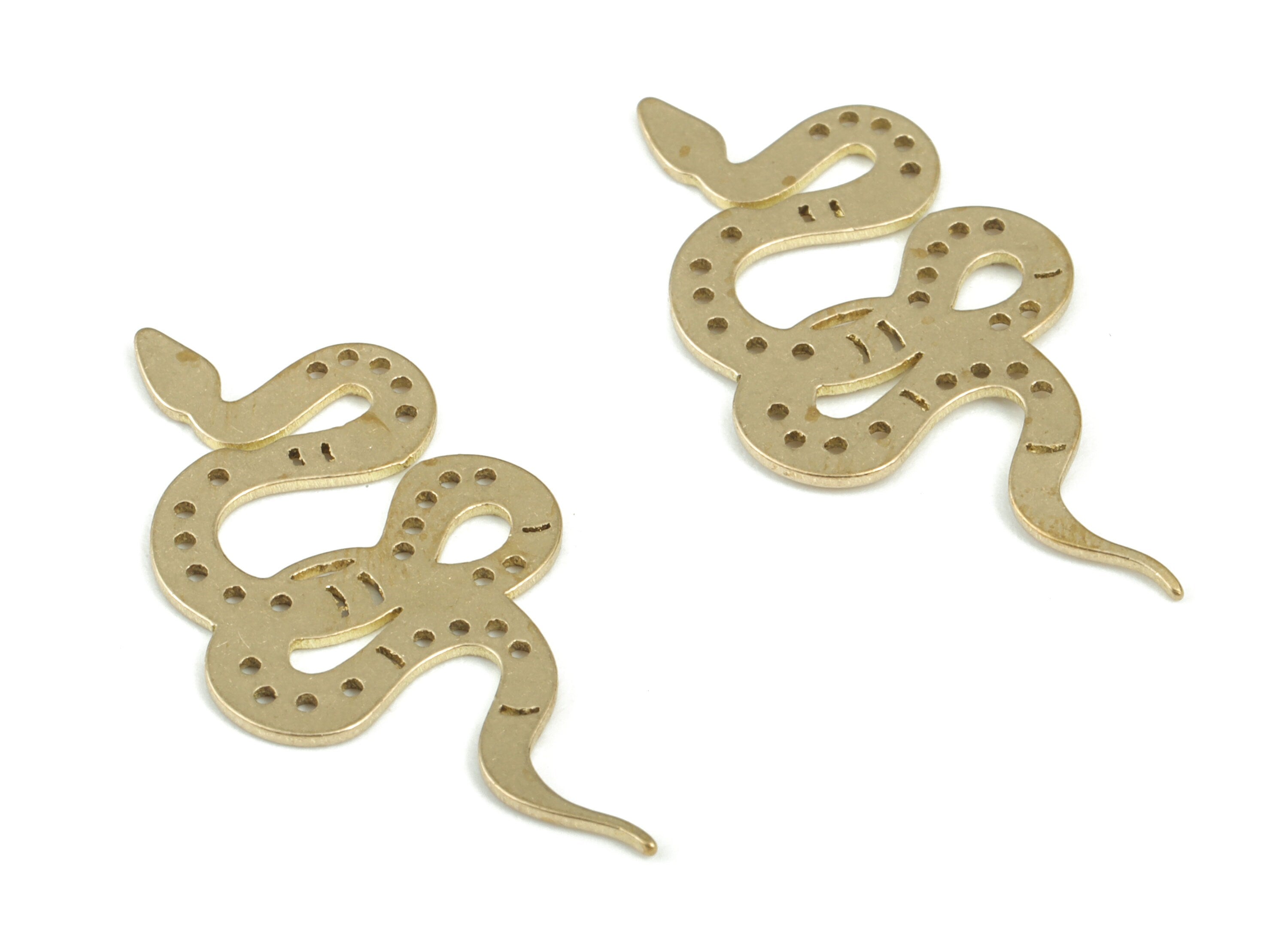 Snake Brass Earring Charms - Raw Brass Snake Pendant -  Brass Snake Charm - Jewelry Making Supplies - 29.51x14.59x0.69mm - PP3842 - DOMEDBAZAAR