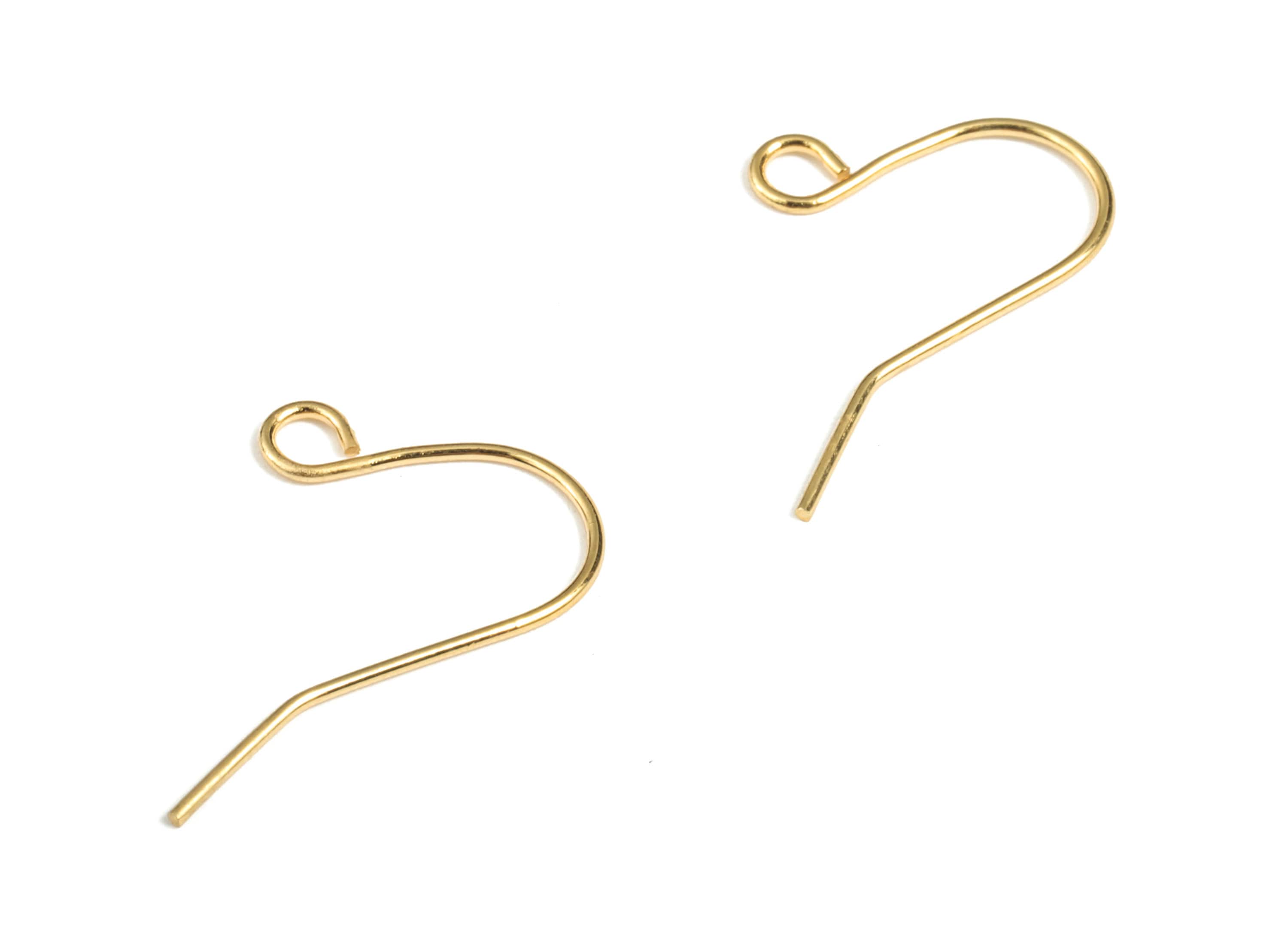 Brass Earring Hooks – Open Loop Ear Wire – 18K Real Gold Plated Brass – Earring Findings - Jewelry Supplies - 18.59x11.35x0.63mm - RGP2918G - DOMEDBAZAAR