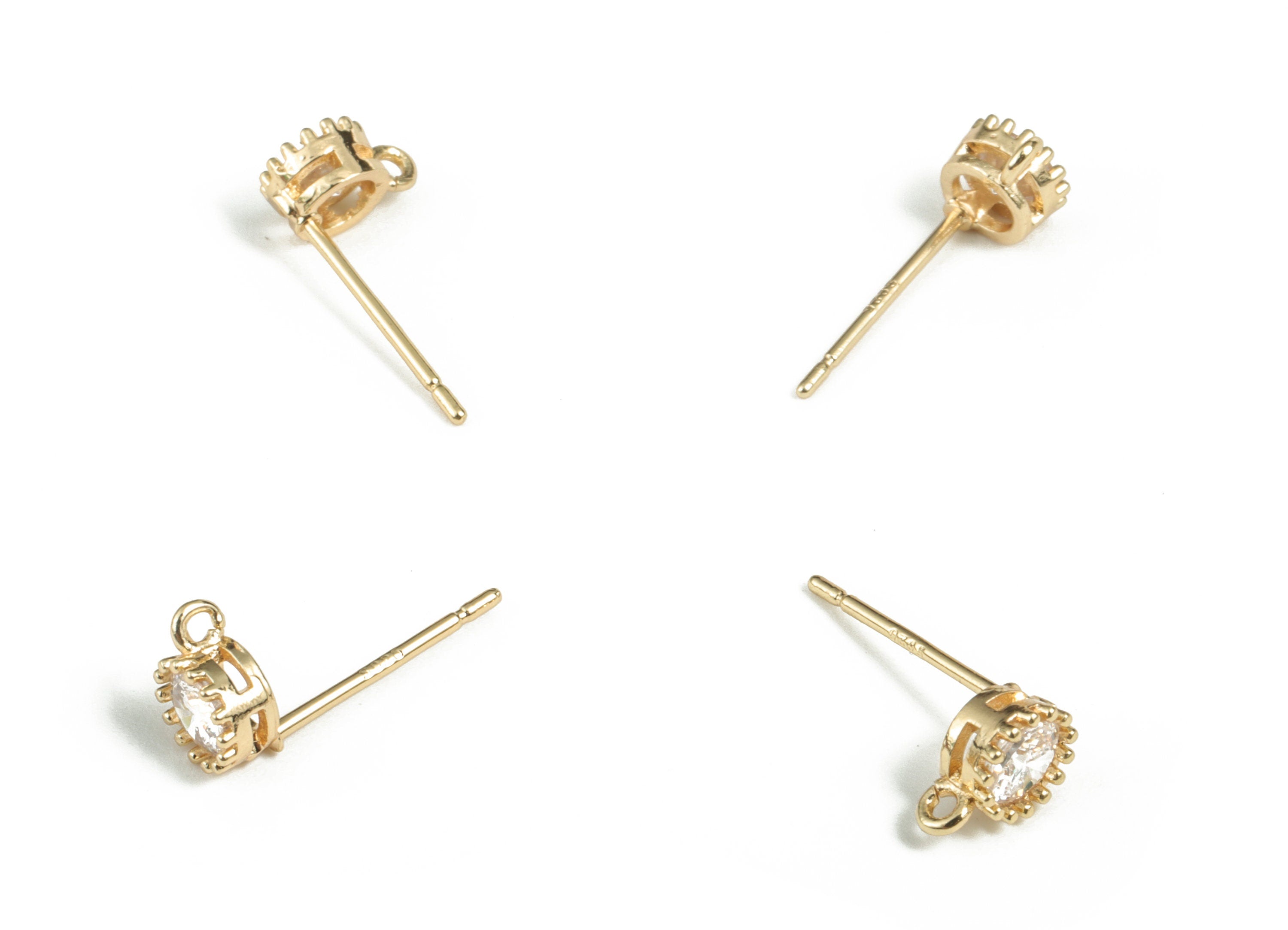 Zirconia Stud Earrings with Loops - Crystal Stud Earrings - Ear Stoppers - DIY Jewelry Making Findings - 6.84× 5.01× 3.06mm - RGP2882 - DOMEDBAZAAR