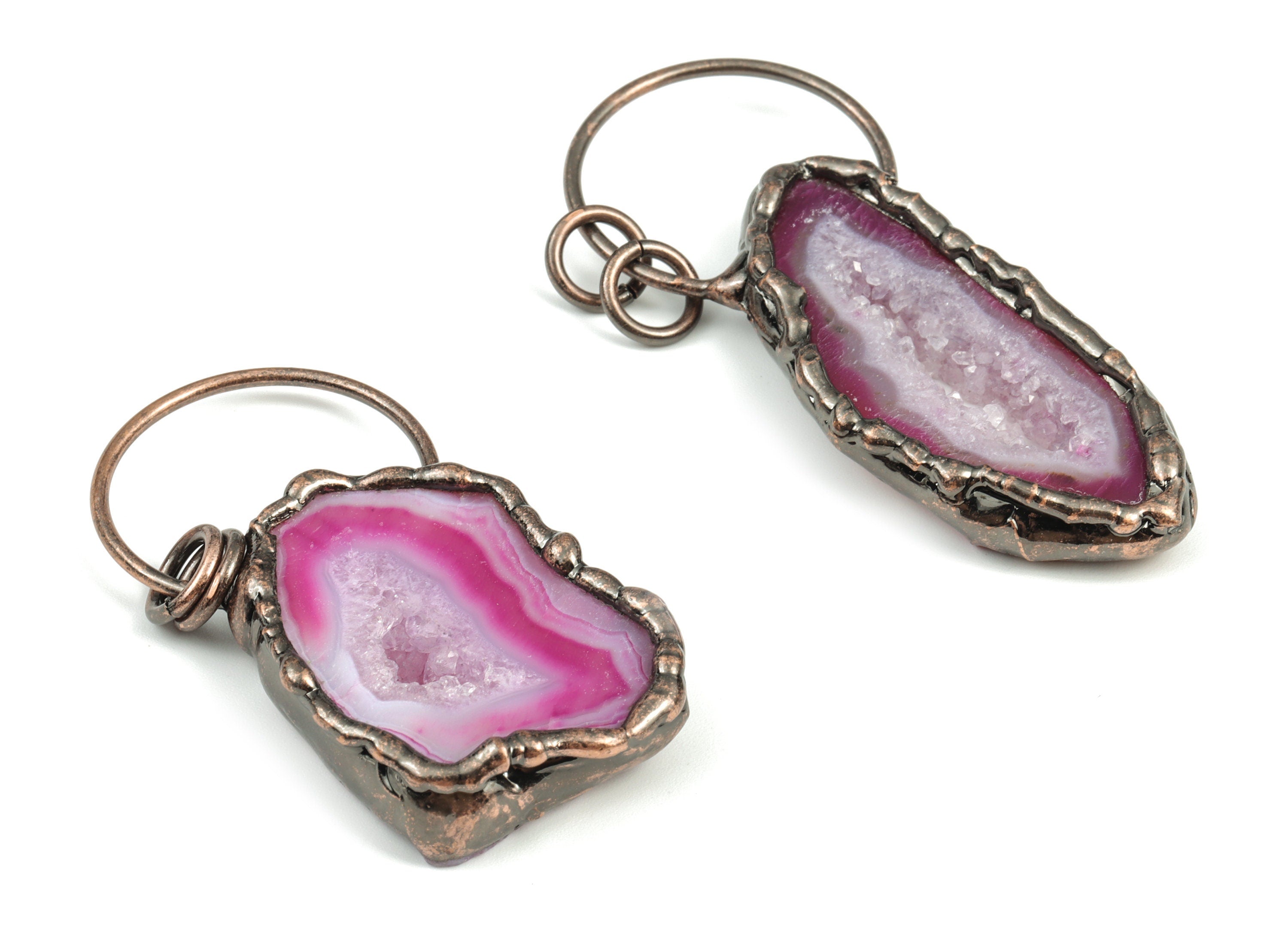 Agate Slice Pendant – Druze Agate Charm –Gemstone Pendant – Druze Jewelry – Statement Purple Necklace Charm -69.24x47.97x9.67mm– NS1296 - DOMEDBAZAAR