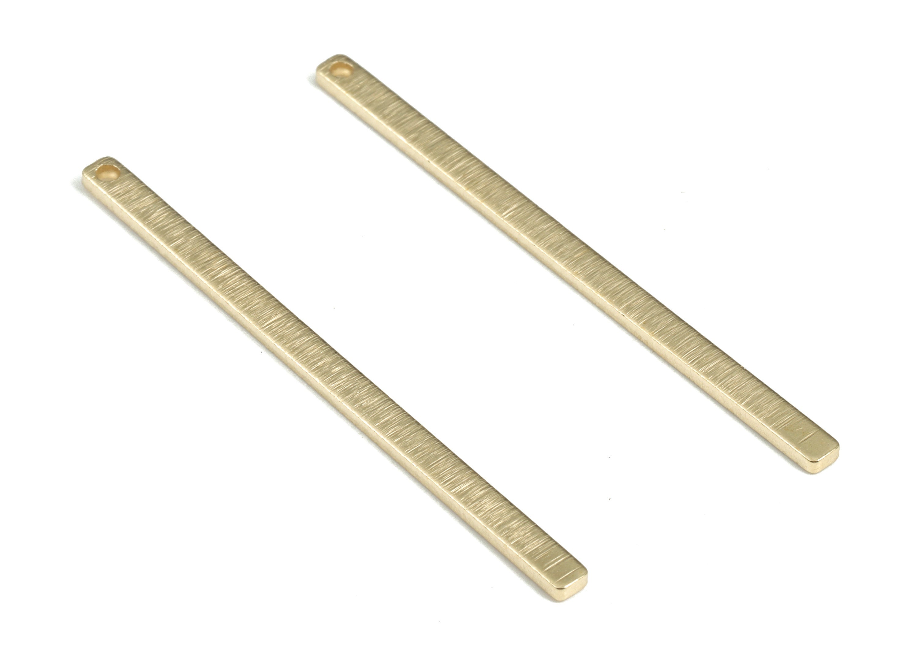 Brass Textured Strip Earring Charms - Raw Brass Strip Pendant - Earrings Finding - Jewelry Making Supplies - 46.61x2.66x1.12mm - PP3806 - DOMEDBAZAAR