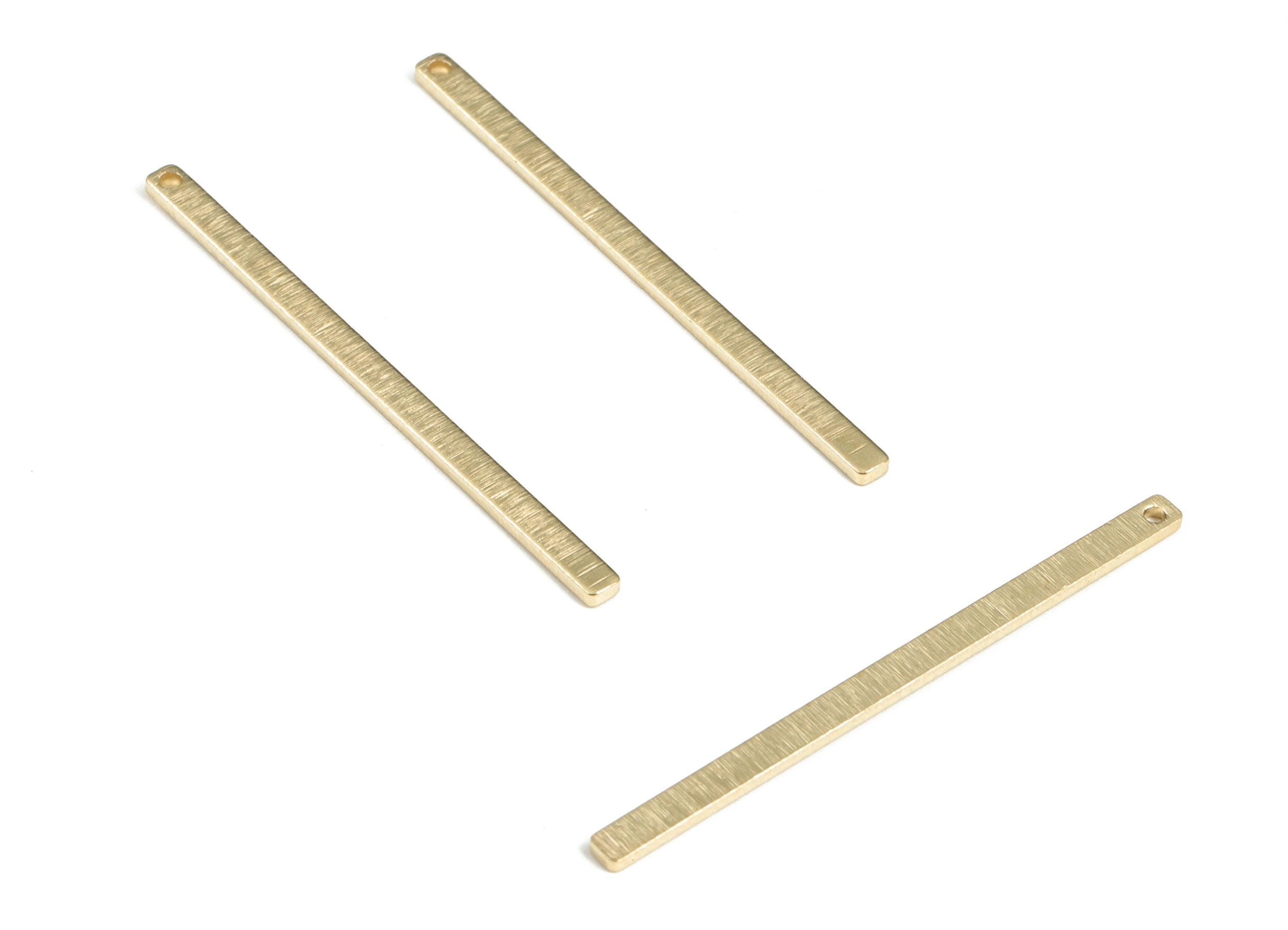 Brass Textured Strip Earring Charms - Raw Brass Strip Pendant - Earrings Finding - Jewelry Making Supplies - 46.61x2.66x1.12mm - PP3806 - DOMEDBAZAAR