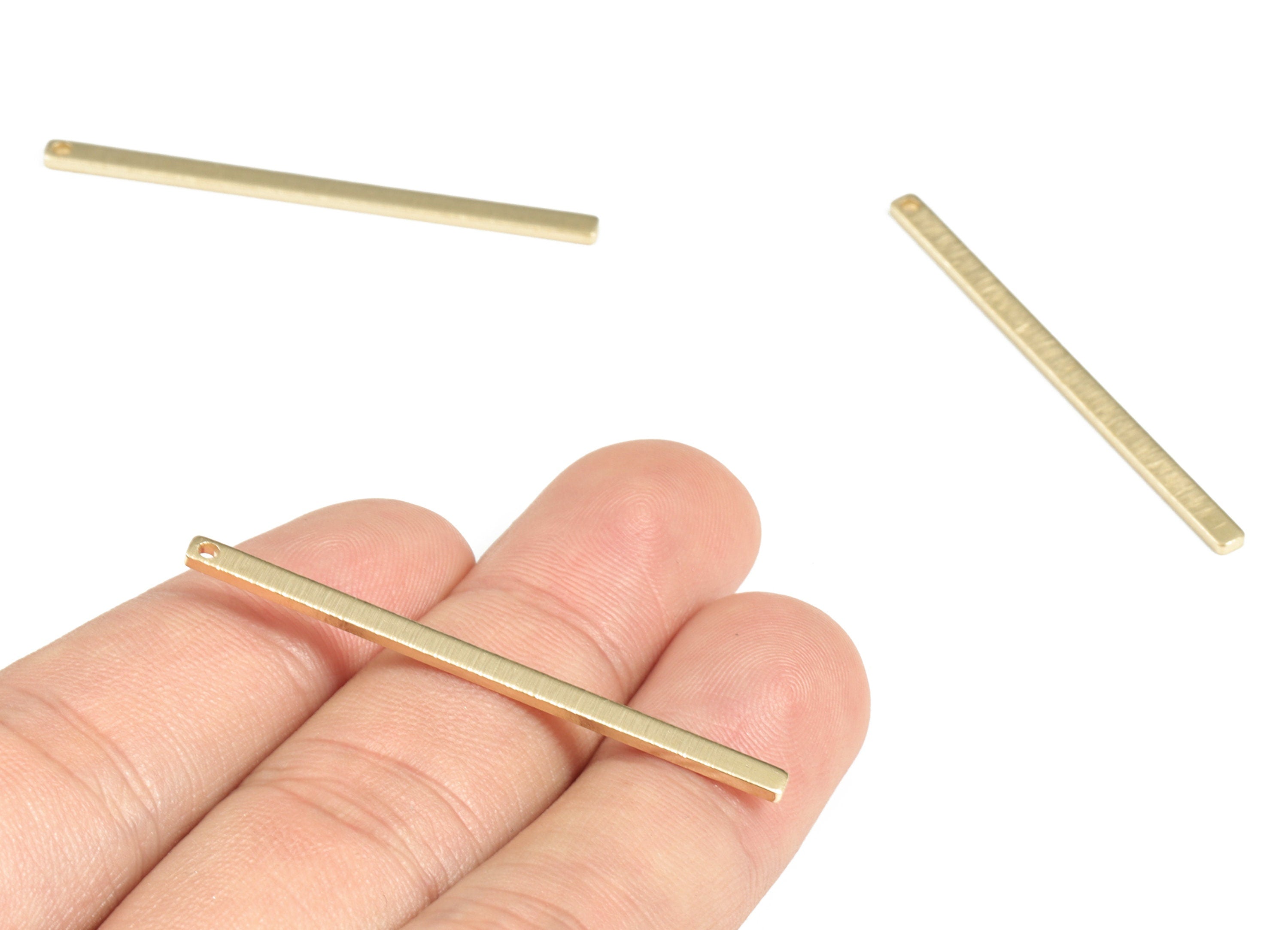 Brass Textured Strip Earring Charms - Raw Brass Strip Pendant - Earrings Finding - Jewelry Making Supplies - 46.61x2.66x1.12mm - PP3806 - DOMEDBAZAAR