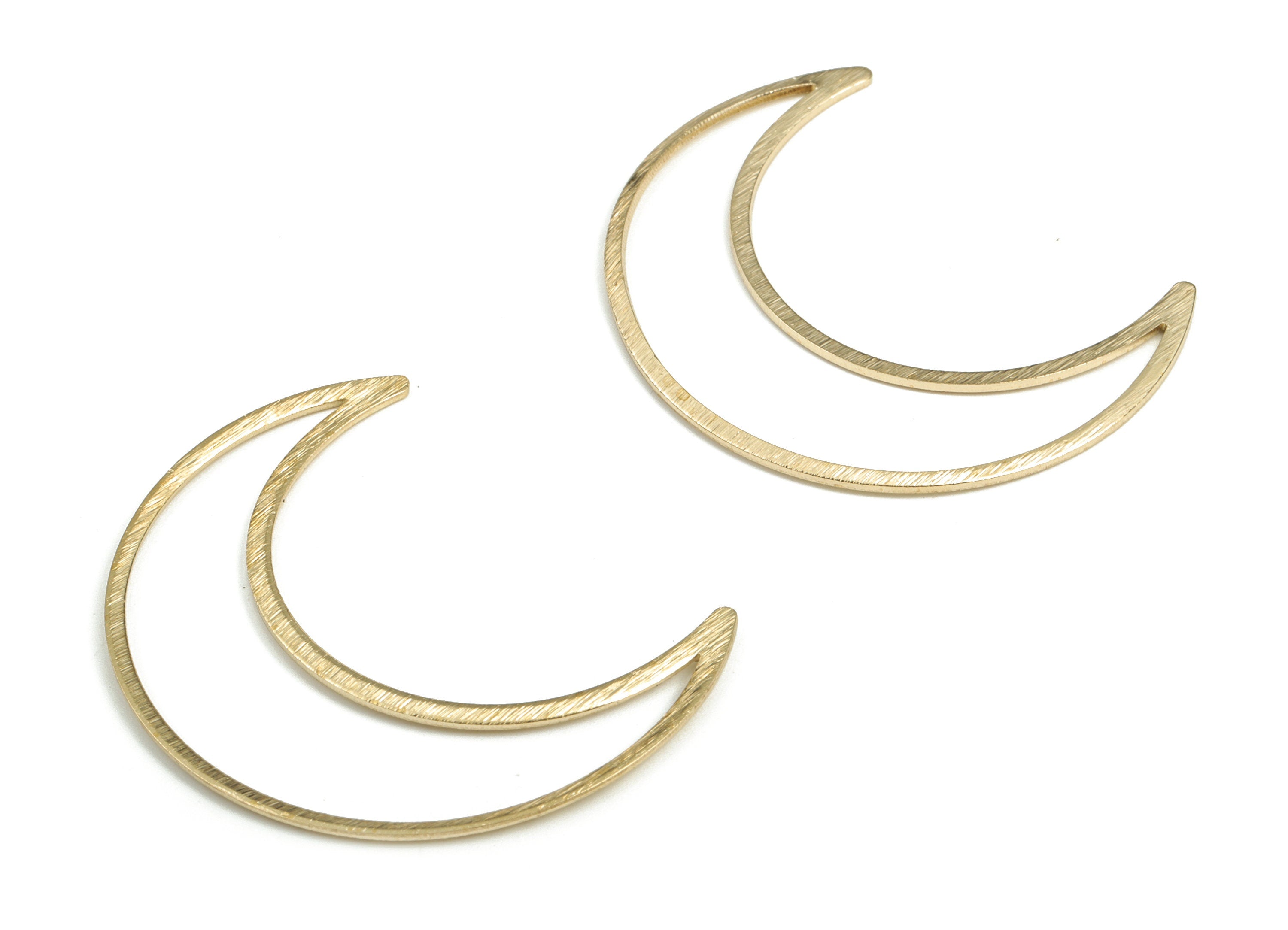 Brass Textured Crescent Earring Charms - Raw Brass Moon Pendant - Earring Findings - Jewelry Supplies - 49.9x40.69x1.2mm - PP3786 - DOMEDBAZAAR