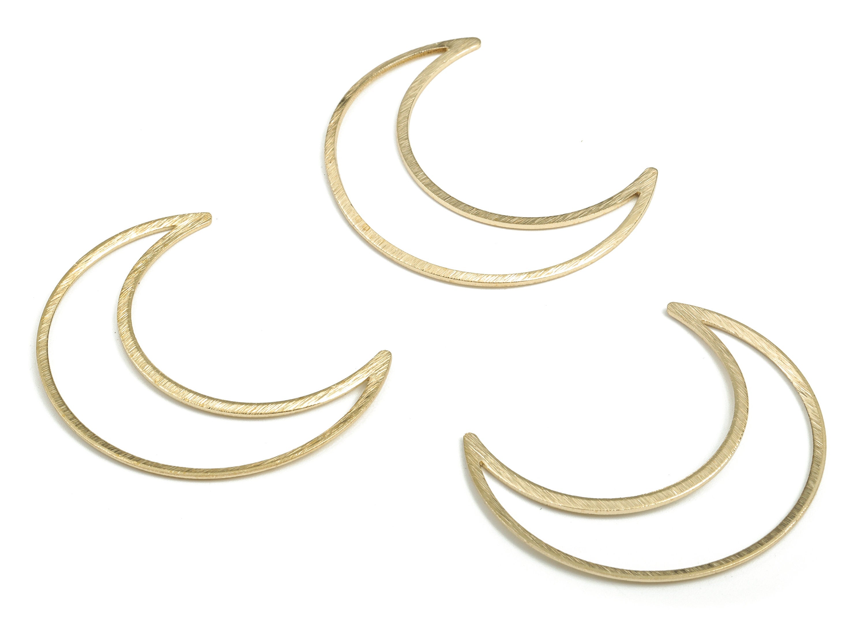 Brass Textured Crescent Earring Charms - Raw Brass Moon Pendant - Earring Findings - Jewelry Supplies - 49.9x40.69x1.2mm - PP3786 - DOMEDBAZAAR
