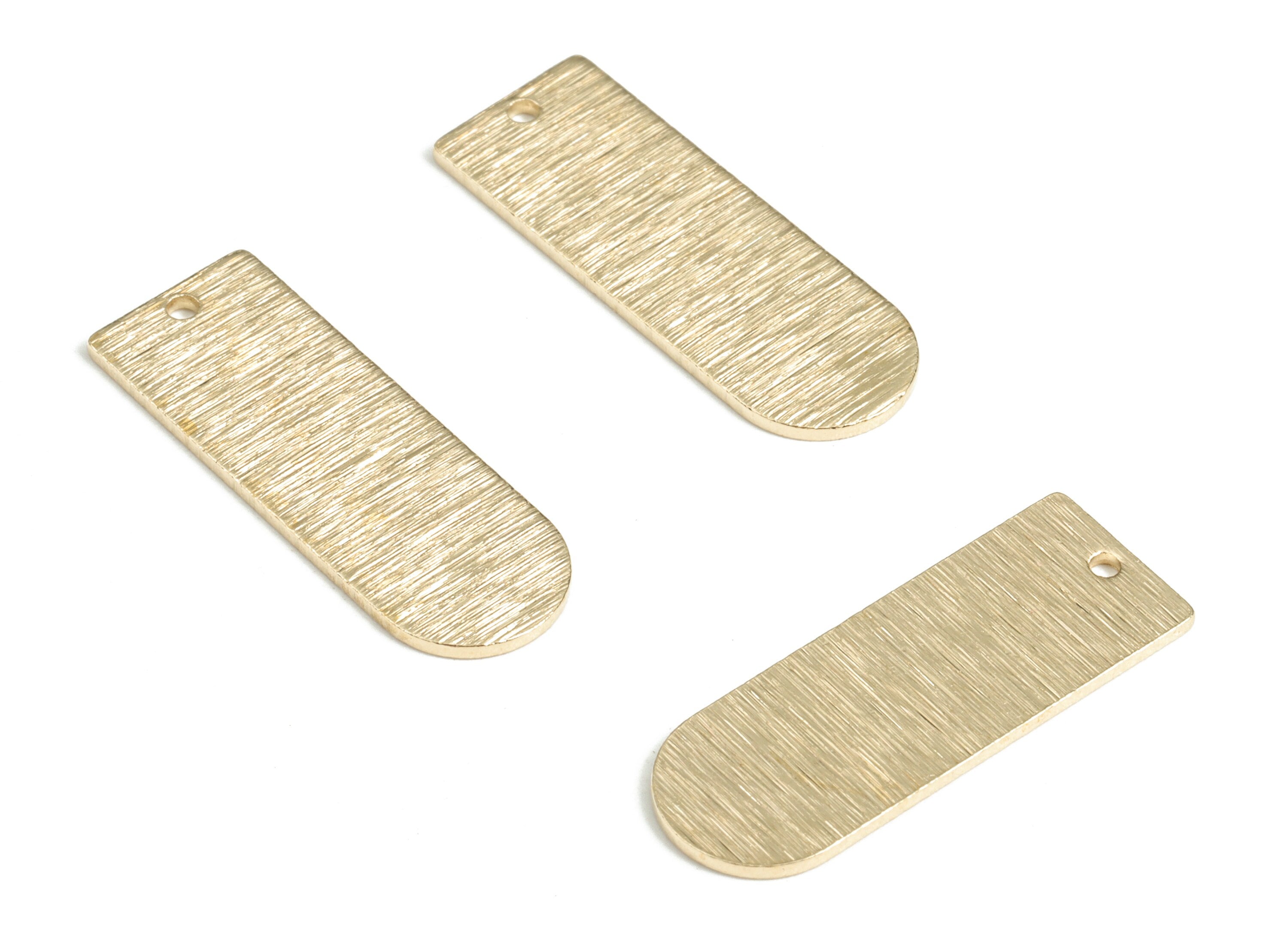 Brass Textured D Earring Charms - Raw Brass D Pendant - Earring Findings - Jewelry Making Supplies - 26.42x9.56x0.99mm - PP3804 - DOMEDBAZAAR
