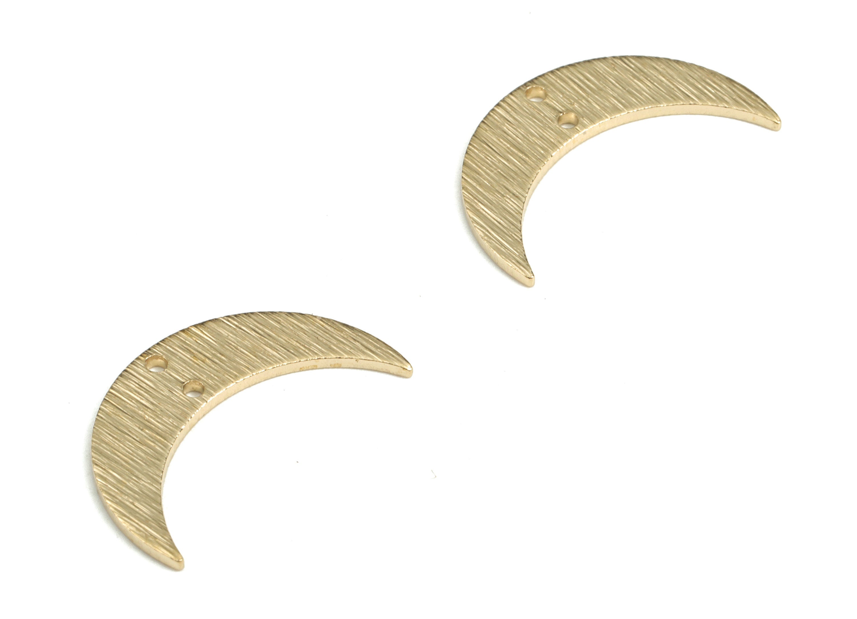 Brass Textured Moon Earring Connector - Raw Brass Moon Earring Charms - Earring Findings - Jewelry Supplies - 21.21x12.84x1.01mm - PP3784 - DOMEDBAZAAR