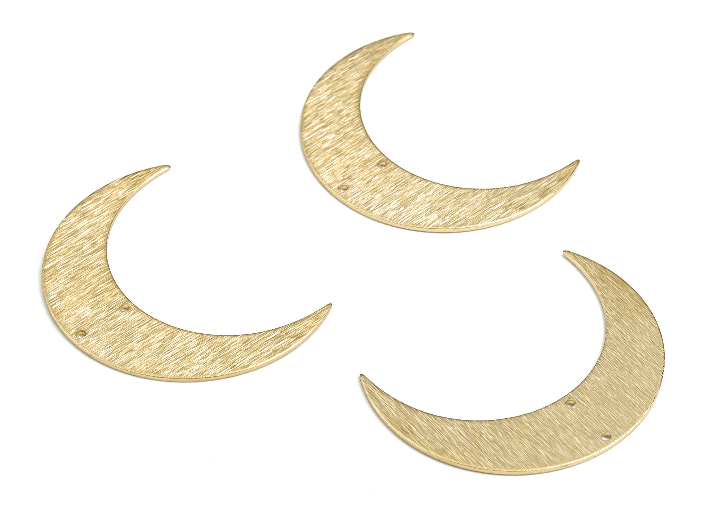 Brass Textured Moon Earring Connector - Raw Brass Moon Earring Charms - Earring Findings - Jewelry Supplies - 46.11x33.68x0.99mm - PP3787 - DOMEDBAZAAR