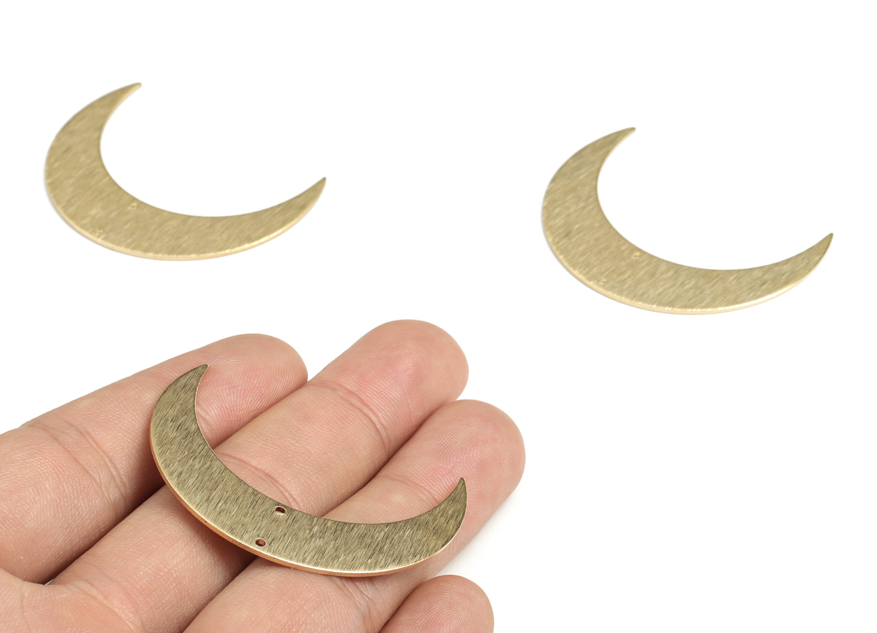 Brass Textured Moon Earring Connector - Raw Brass Moon Earring Charms - Earring Findings - Jewelry Supplies - 46.11x33.68x0.99mm - PP3787 - DOMEDBAZAAR