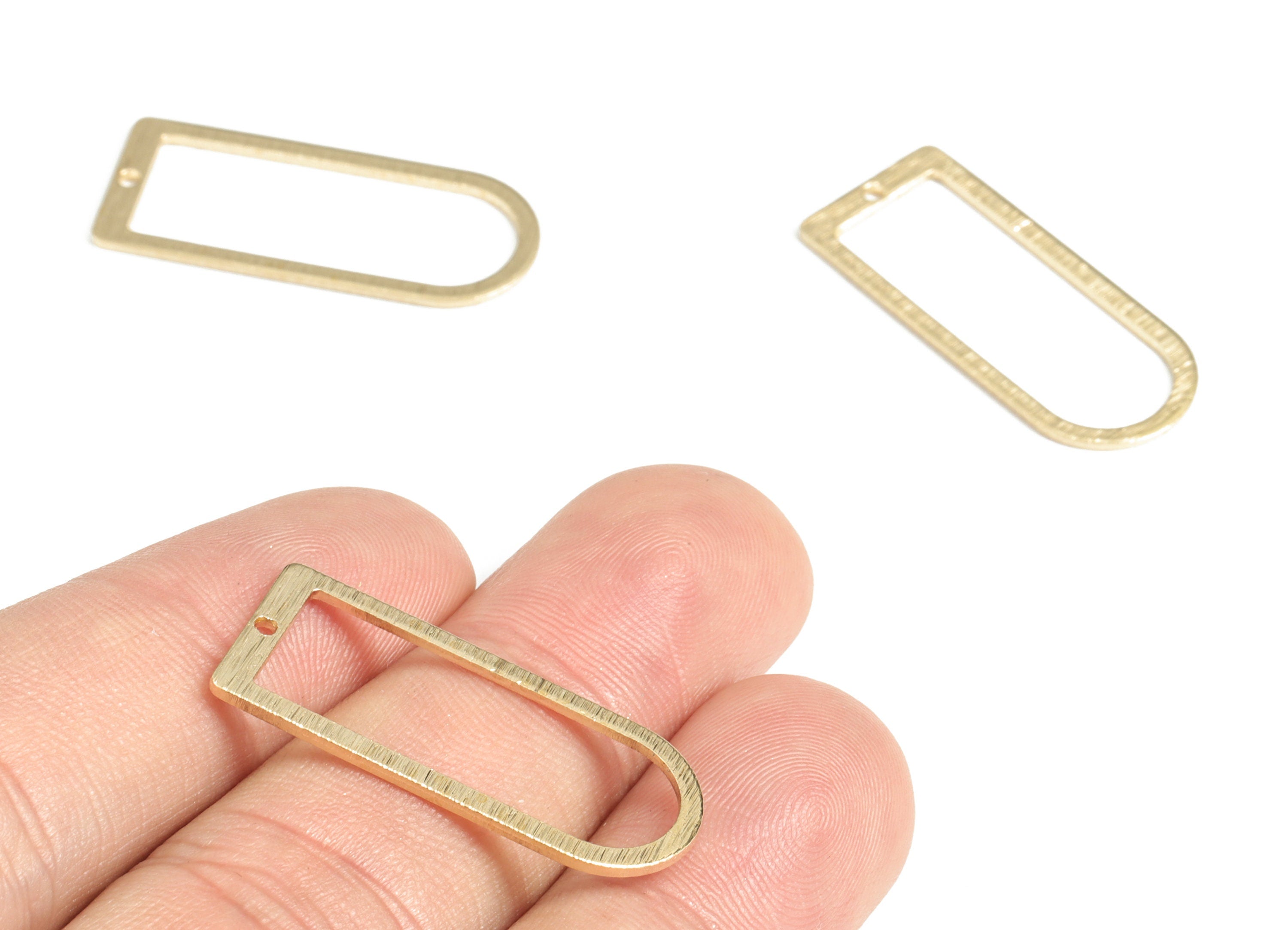 Brass Textured D Earring Charms - Raw Brass D Pendant - Earring Findings - Jewelry Making Supplies - 30.23x12.88x0.92mm - PP3803 - DOMEDBAZAAR