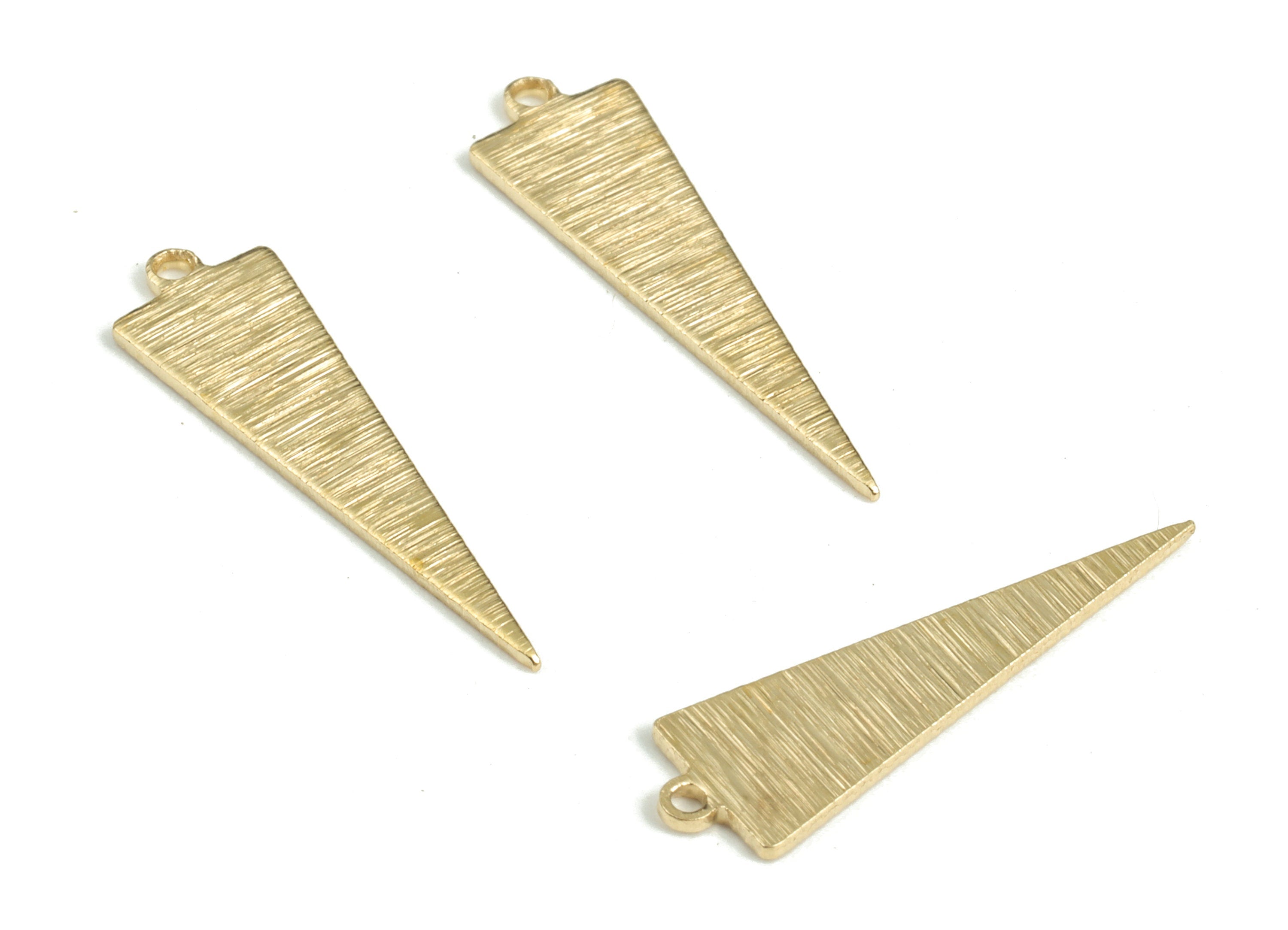Brass Textured Triangle Earring Charms - Raw Brass Triangle Pendant - Earring Finding - Jewelry Making Supplies - 22.51x6.63x0.8mm - PP3796 - DOMEDBAZAAR