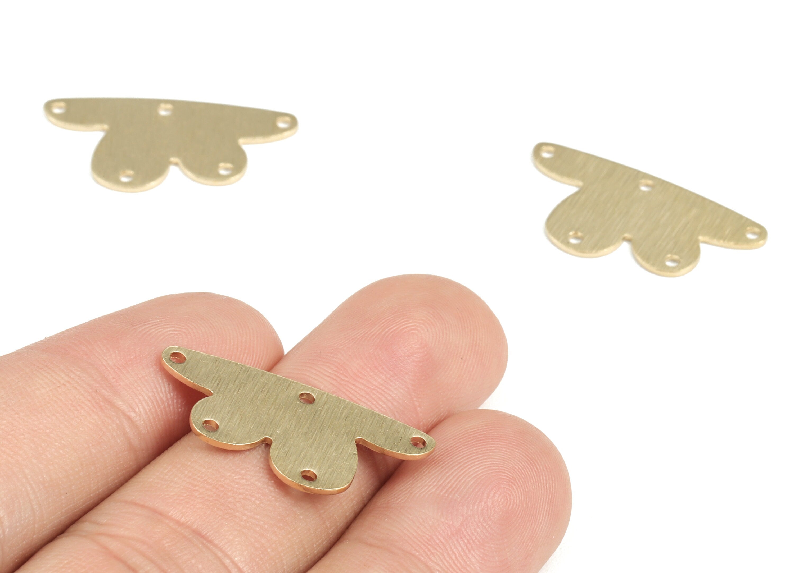 Brass Textured Cloud Earring Connector - Raw Brass Cloud Earring Charms - 5 Holes - Jewelry Making Supplies - 26.54x13.46x0.77mm - PP3791 - DOMEDBAZAAR