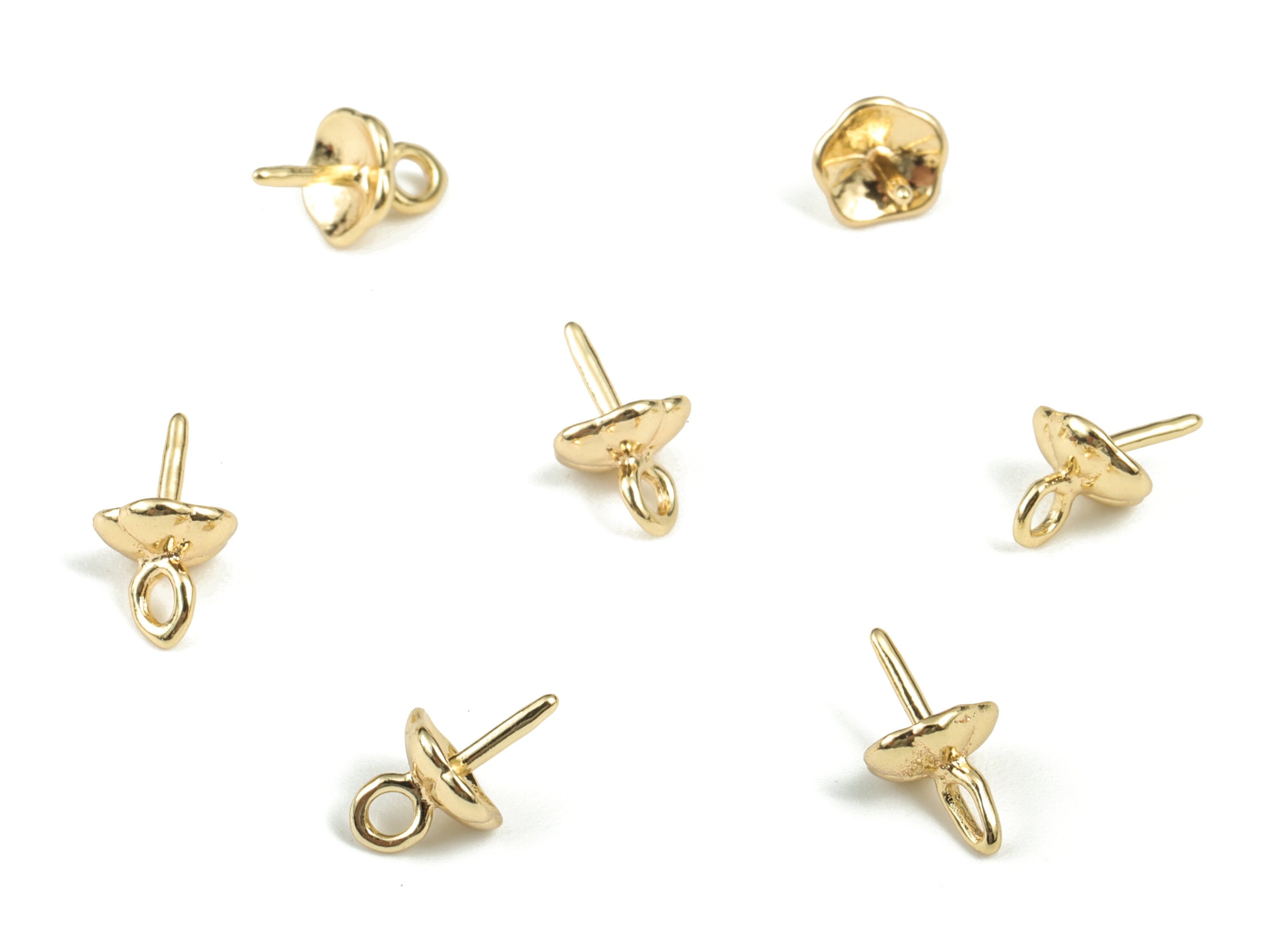 Drilled Bead Cap – Peal Cap for Jewelry Making Supplies – DIY Jewelry Findings – 18 K Real Gold Plated Brass – 9.46x5.62x0.88mm – RGP2803 - DOMEDBAZAAR