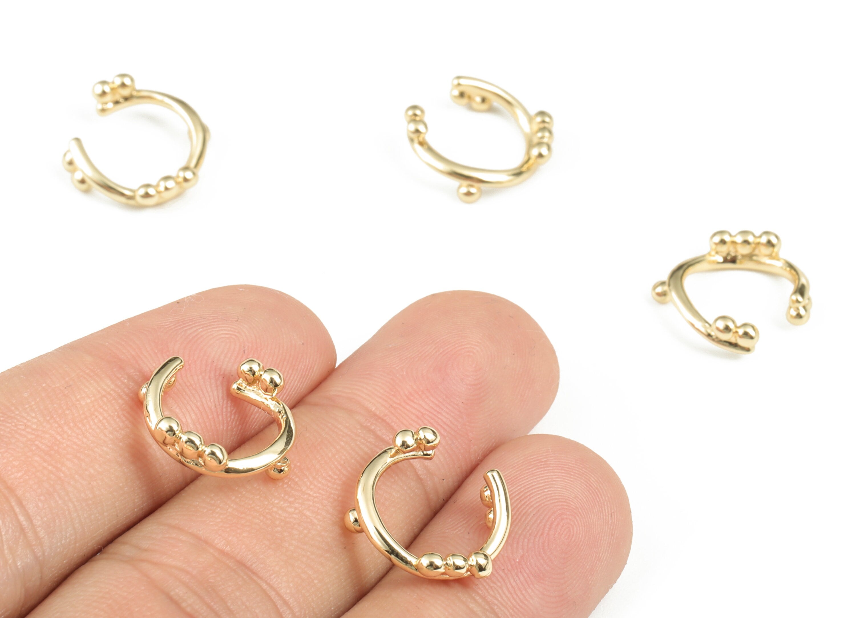 No Piercing Ear Cuff - Gold Ear Cuff – Round Ear Cuff - Piercing Free Earring - Gold Earring - Jewelry Supplies - 13.99x13.5x2.3mm - RGP2899 - DOMEDBAZAAR