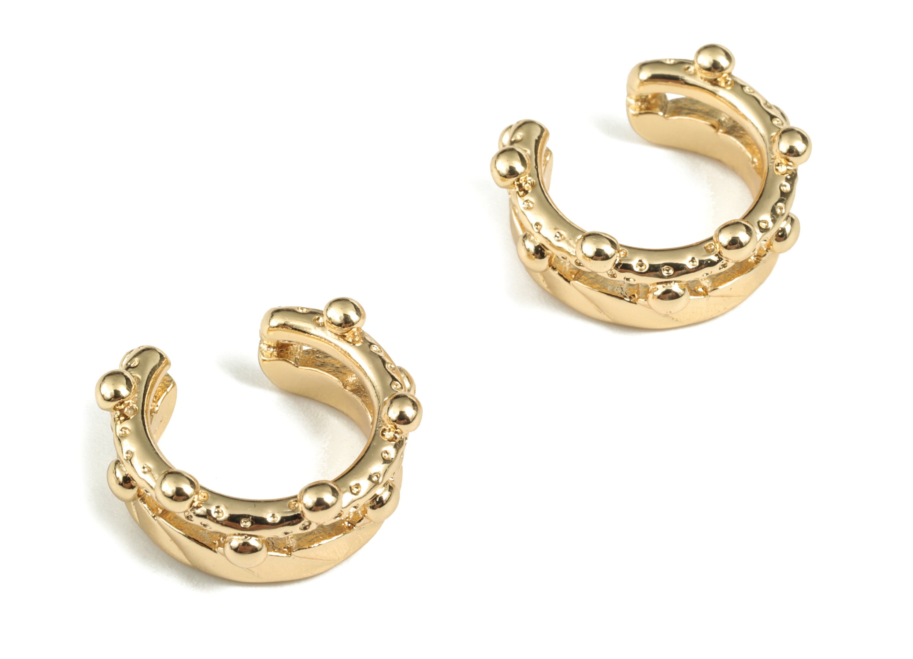 No Piercing Ear Cuff - Gold Ear Cuff – Round Ear Cuff - Piercing Free Earring - Gold Earring - Jewelry Supplies - 15.98x14.3x2.5mm - RGP2900 - DOMEDBAZAAR