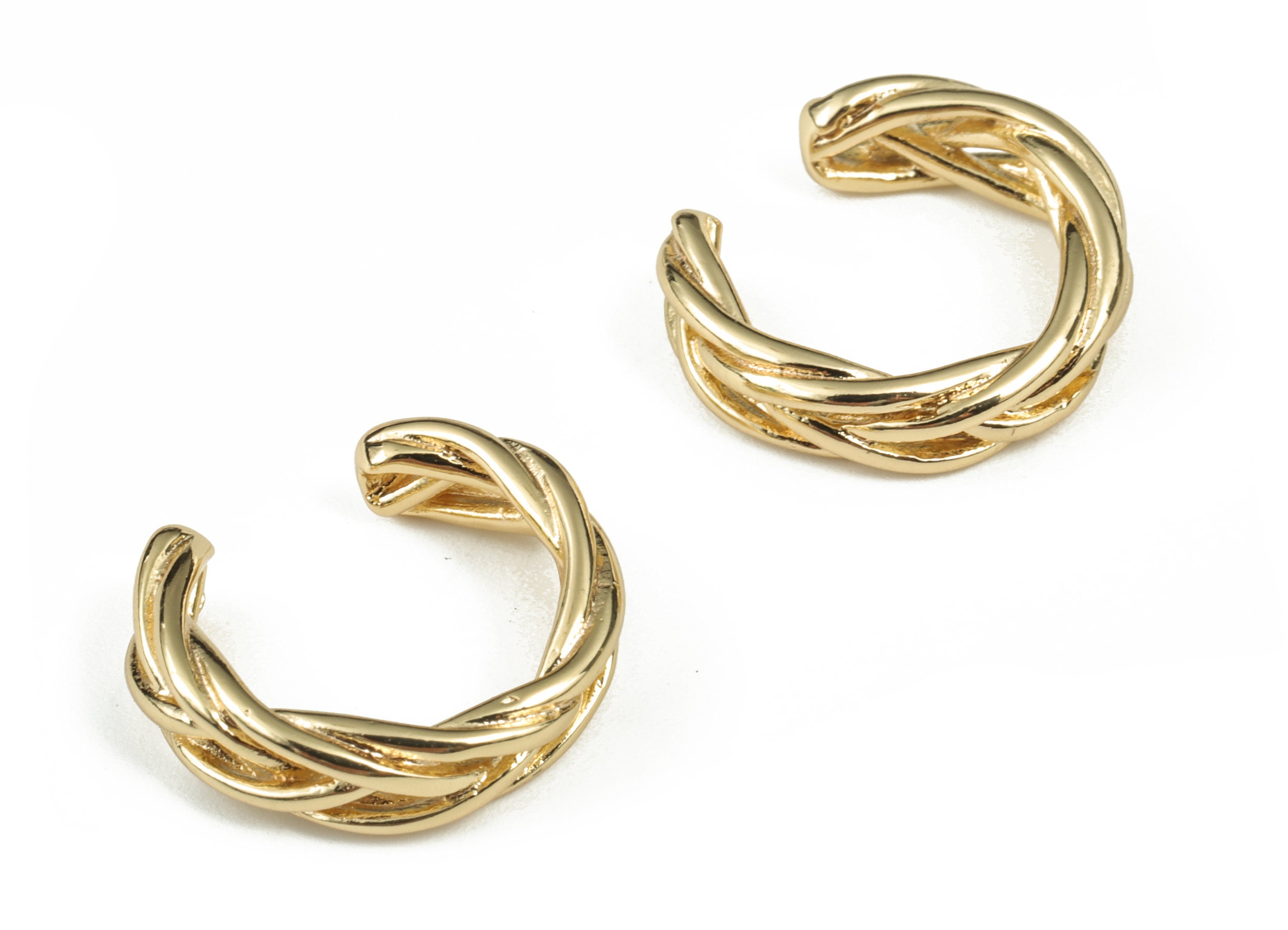 Ear Cuff No Piercing – Twisted Ear Cuff – Earring Gold Cuff - Ear Cuff Non Pierced - Fake Piercing Earring - 16.91x15.86x2.37mm - RGP2906 - DOMEDBAZAAR