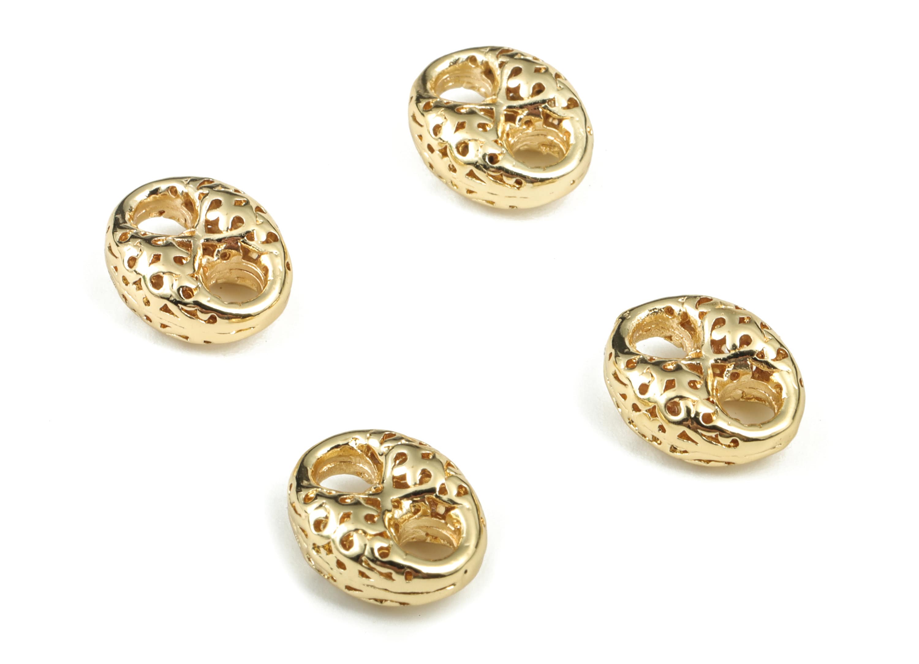 Brass Oval 2 Holes Connector – Jewelry DIY Craft Making Supplies – 18k Gold Plating – Jewelry Connector – 12.2x9.71x5.39mm – RGP2913 - DOMEDBAZAAR
