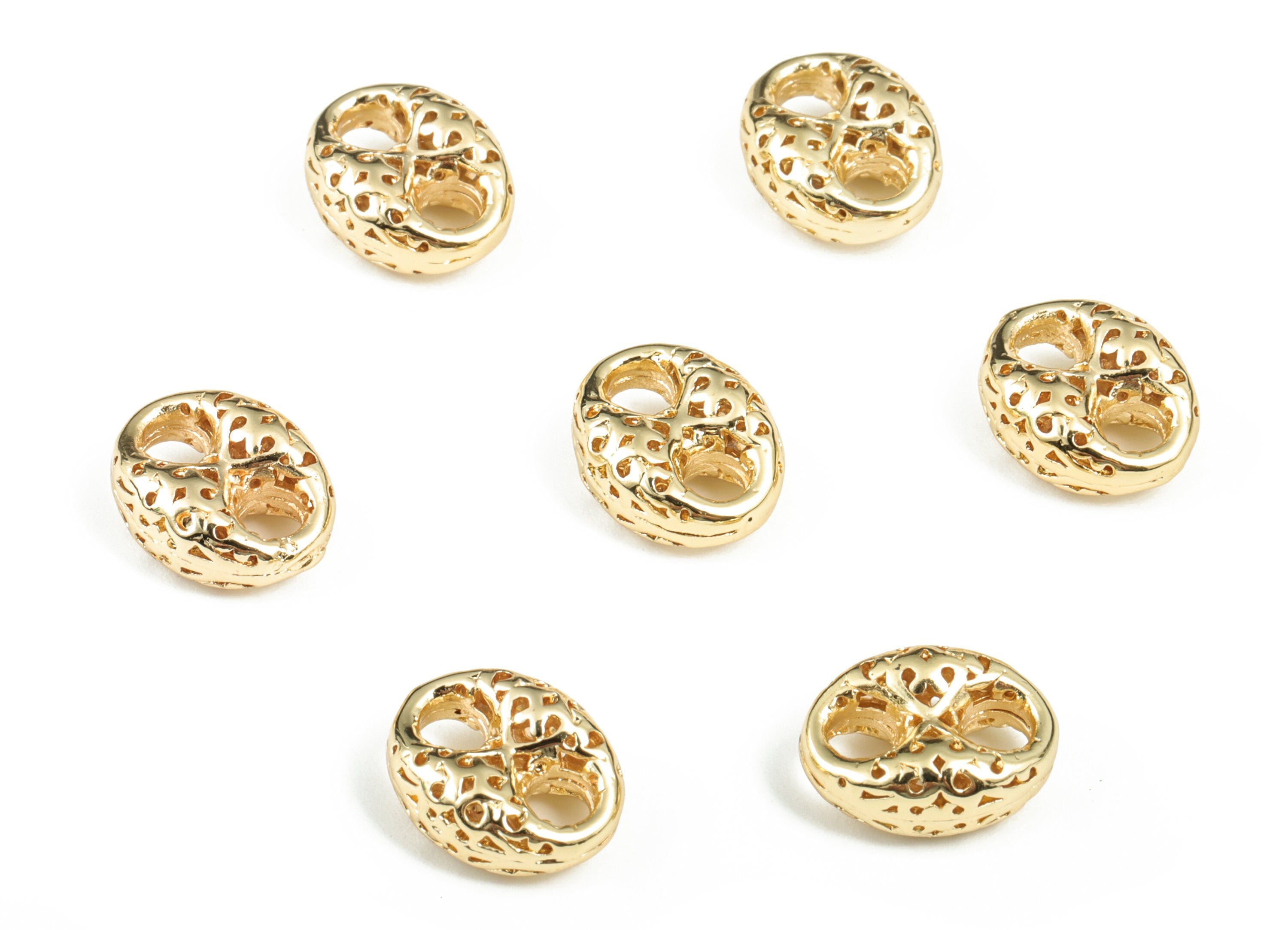 Brass Oval 2 Holes Connector – Jewelry DIY Craft Making Supplies – 18k Gold Plating – Jewelry Connector – 12.2x9.71x5.39mm – RGP2913 - DOMEDBAZAAR