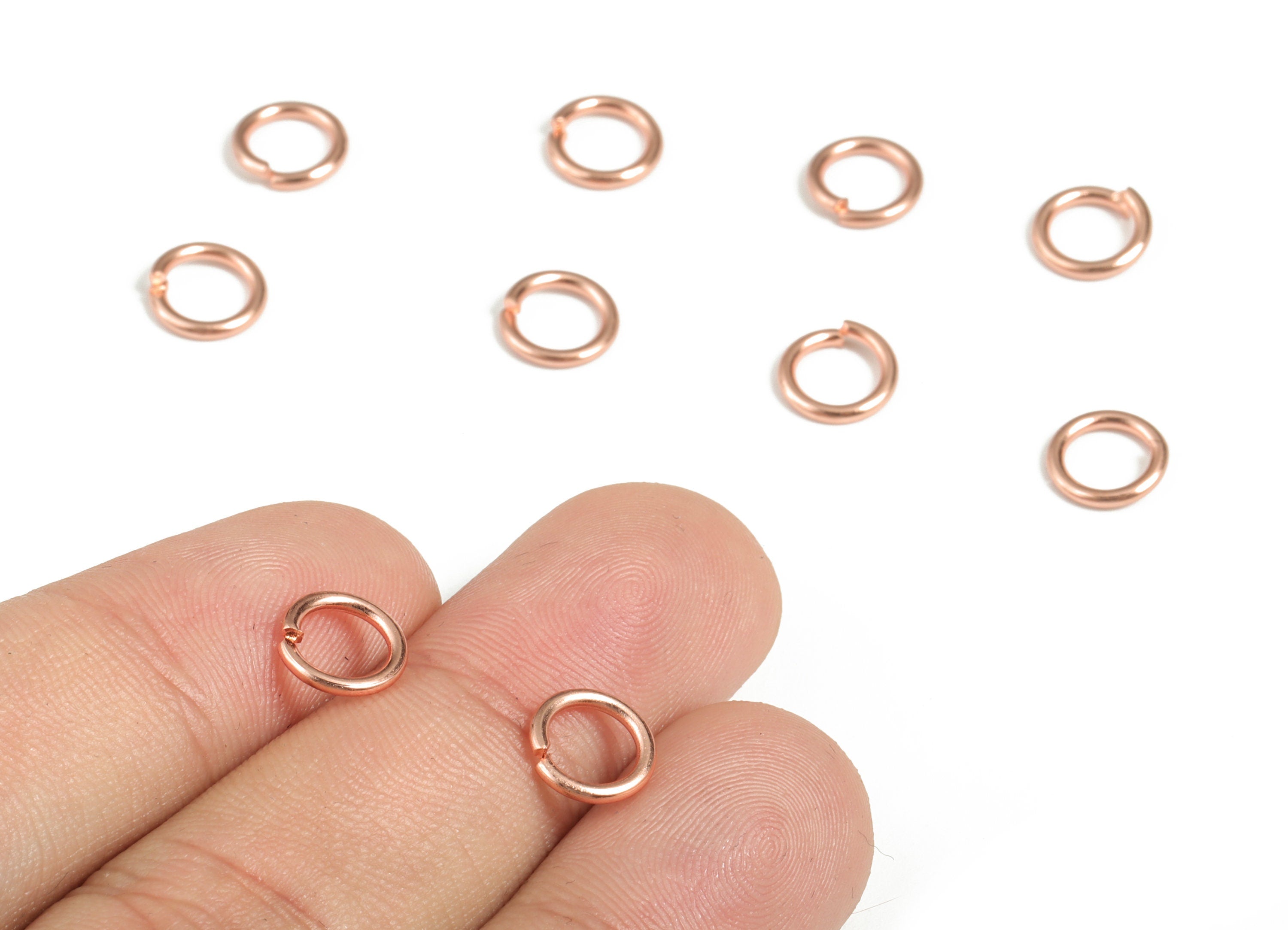 Brass Open 1.2X8 Jump Rings - Rose Tone Plated - Brass Open Jump Rings - Jewelry Making Supplies - 8.09x8.09x1.21mm - PP1585R - DOMEDBAZAAR