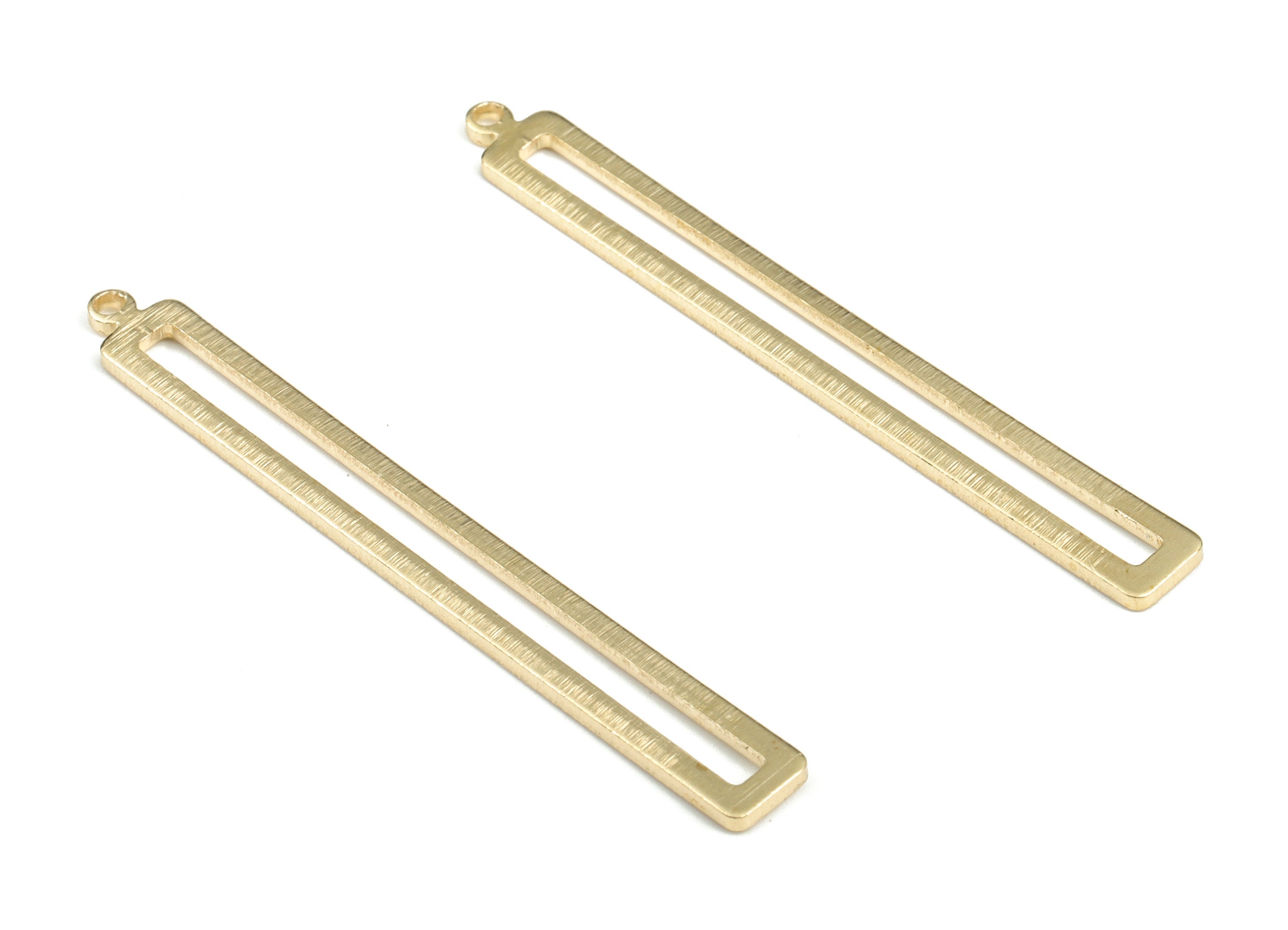 Brass Textured Rectangle Earring Charms - Raw Brass Rectangle Pendant - Jewelry Making Supplies - 53.02x6.17x1.3mm - PP3805 - DOMEDBAZAAR