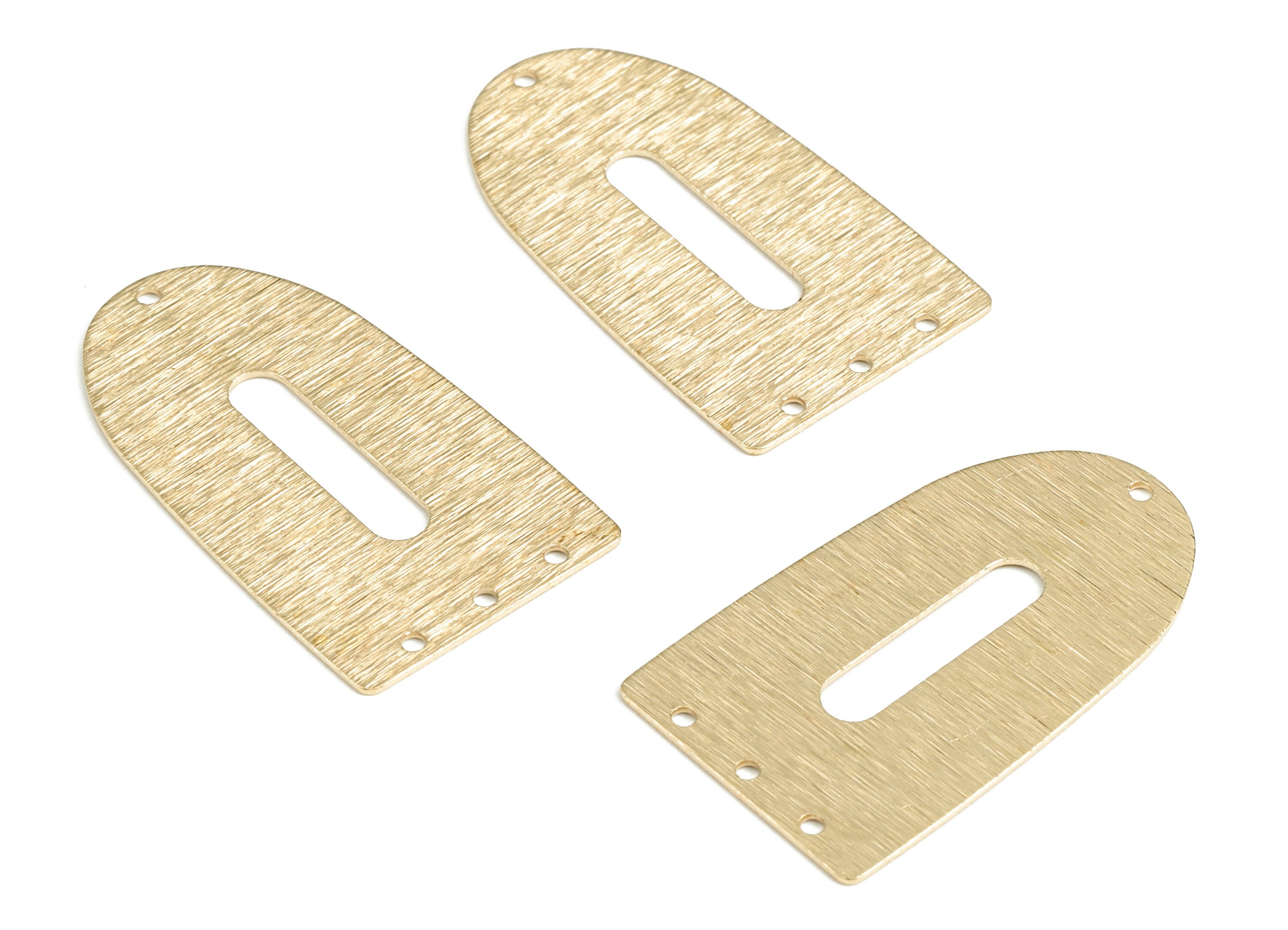 Brass Textured Triangle Earring Connector - Raw Brass Triangle Earring Charms - 4 Holes - Jewelry Making Supplies - 35x20x0.57mm - PP3830 - DOMEDBAZAAR