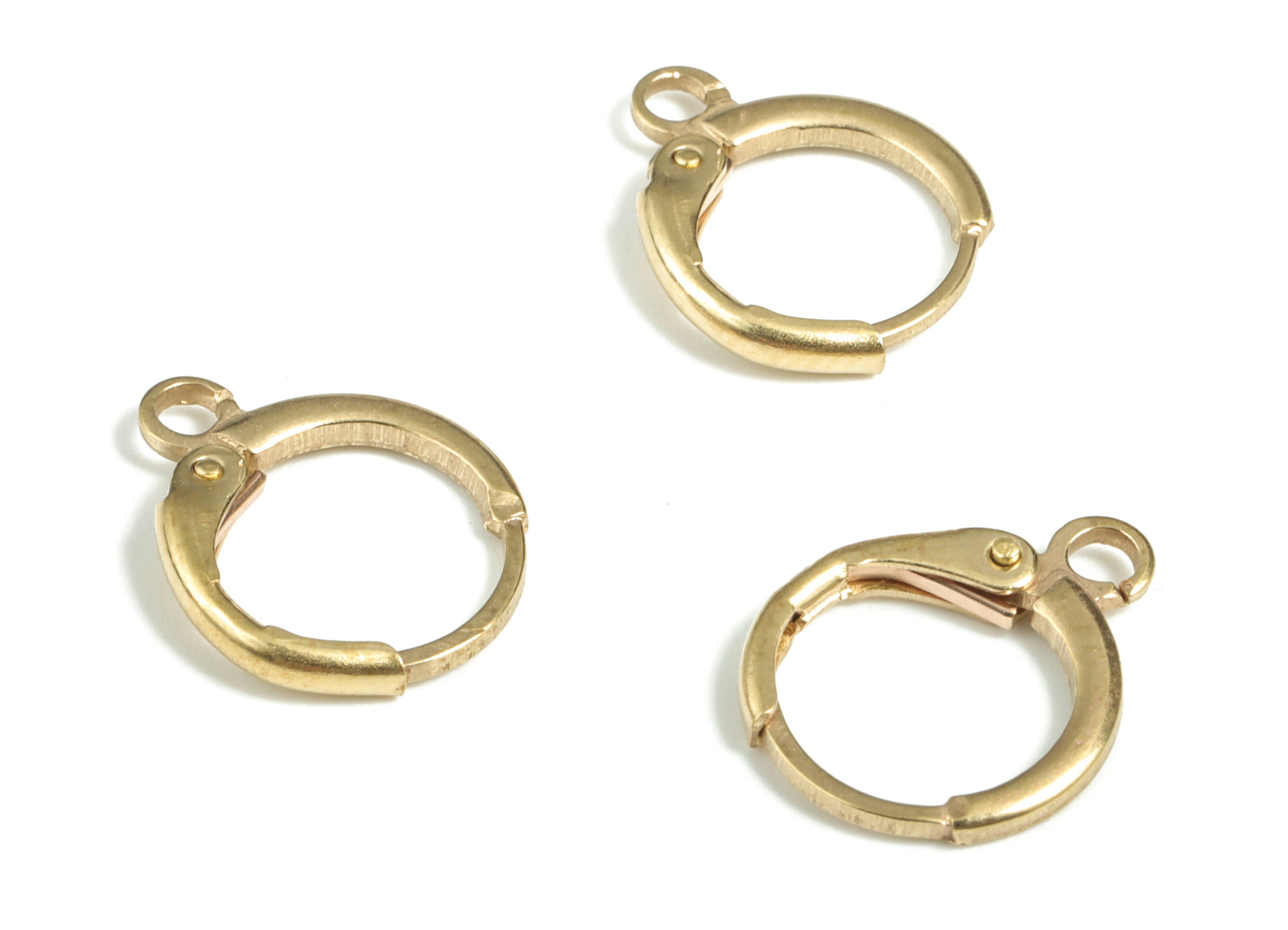 Brass Leverback Round Earring Clasp - Raw Brass Plain Leverback - Earring Findings - Jewelry Making Supplies - 14.46x11.66x1.85mm - PP3763 - DOMEDBAZAAR