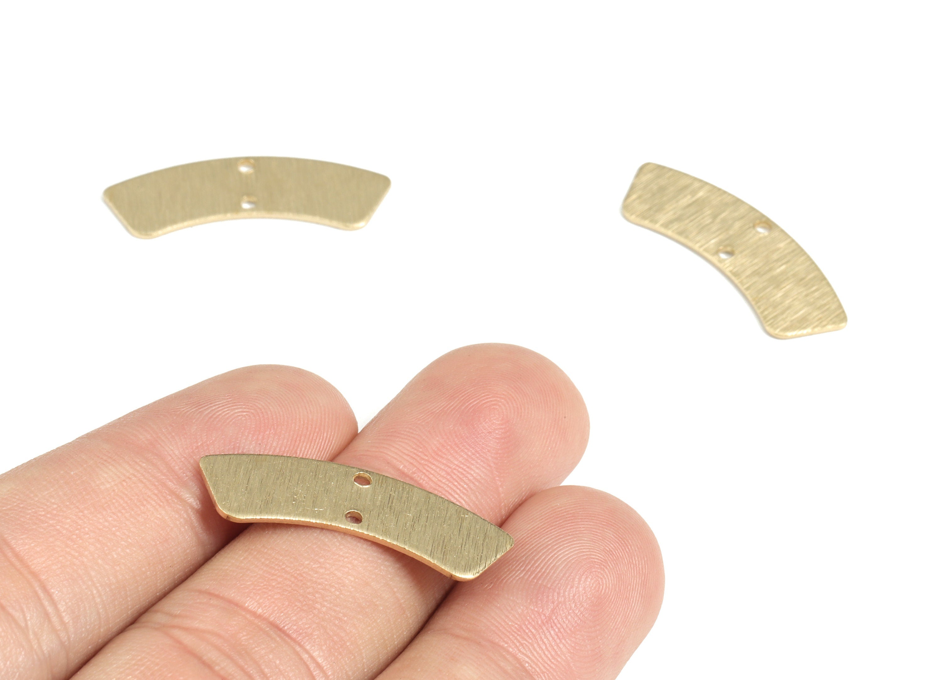 Brass Textured Geometric Earring Connector - Raw Brass Geometric Earring Charms - 2 Holes - Jewelry Supplies - 28.45x10.06x0.88mm - PP3807 - DOMEDBAZAAR