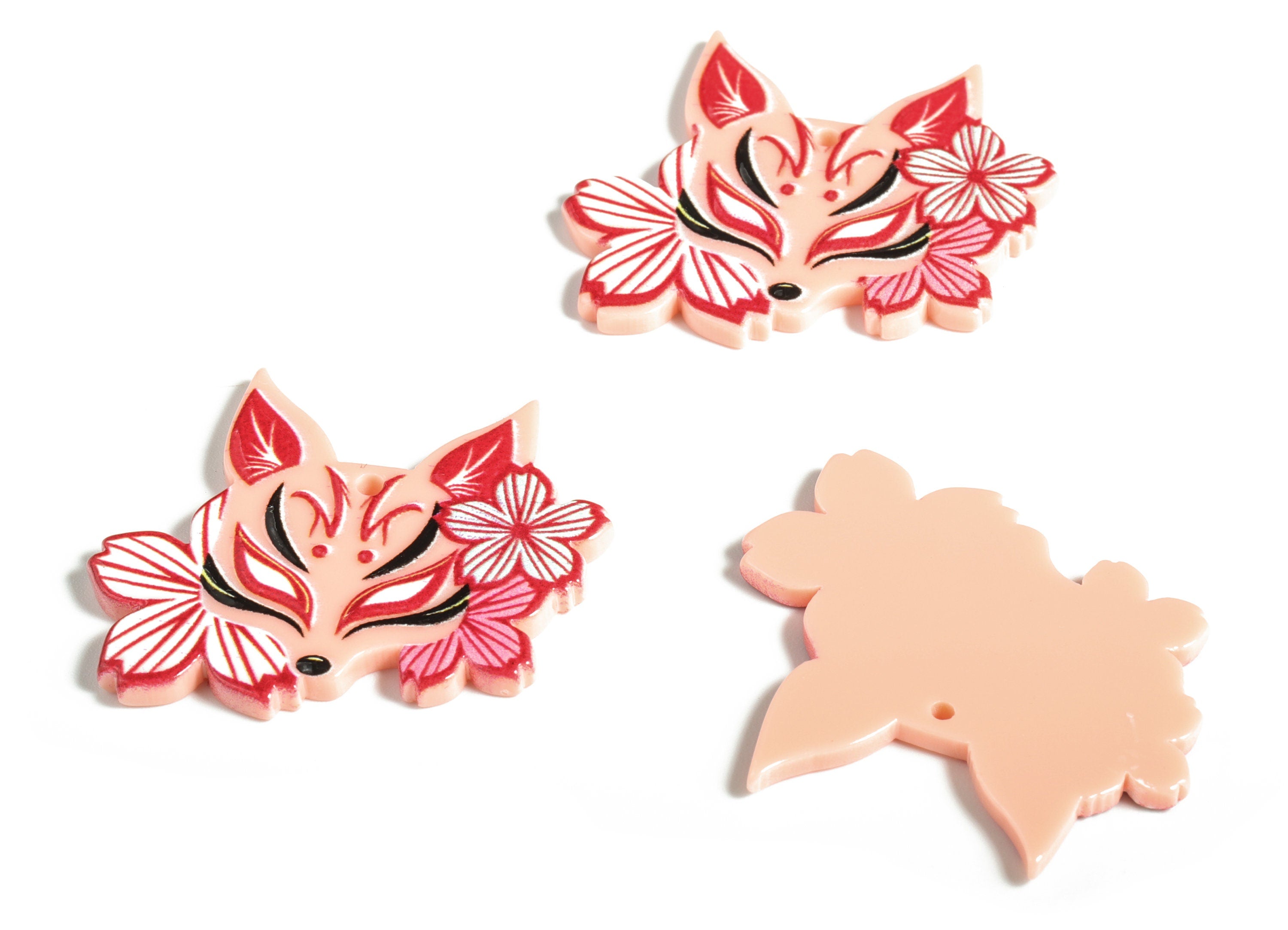 Acrylic Fox Face Earring Charms - Acrylic Flower Pendant - Earring Findings - Jewelry Making Supplies - 38.06x32.28x2.58mm - AC2228 - DOMEDBAZAAR