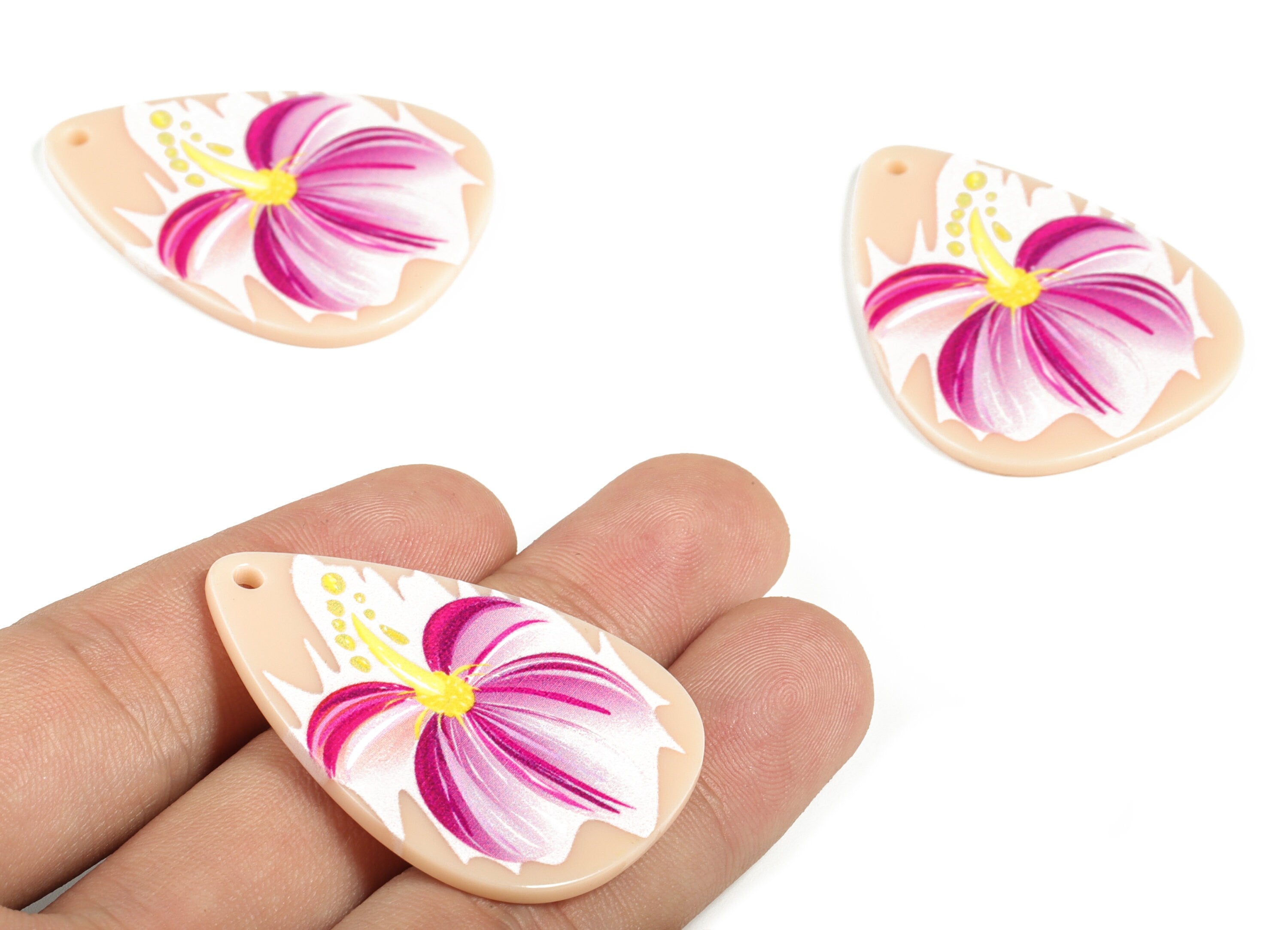 Acrylic Drop Flower Earring Charms - Acrylic Purple Flower Pendant Charms – DIY Jewelry Making Supplies - 44.27x32.70x2.38mm - AC2226 - DOMEDBAZAAR