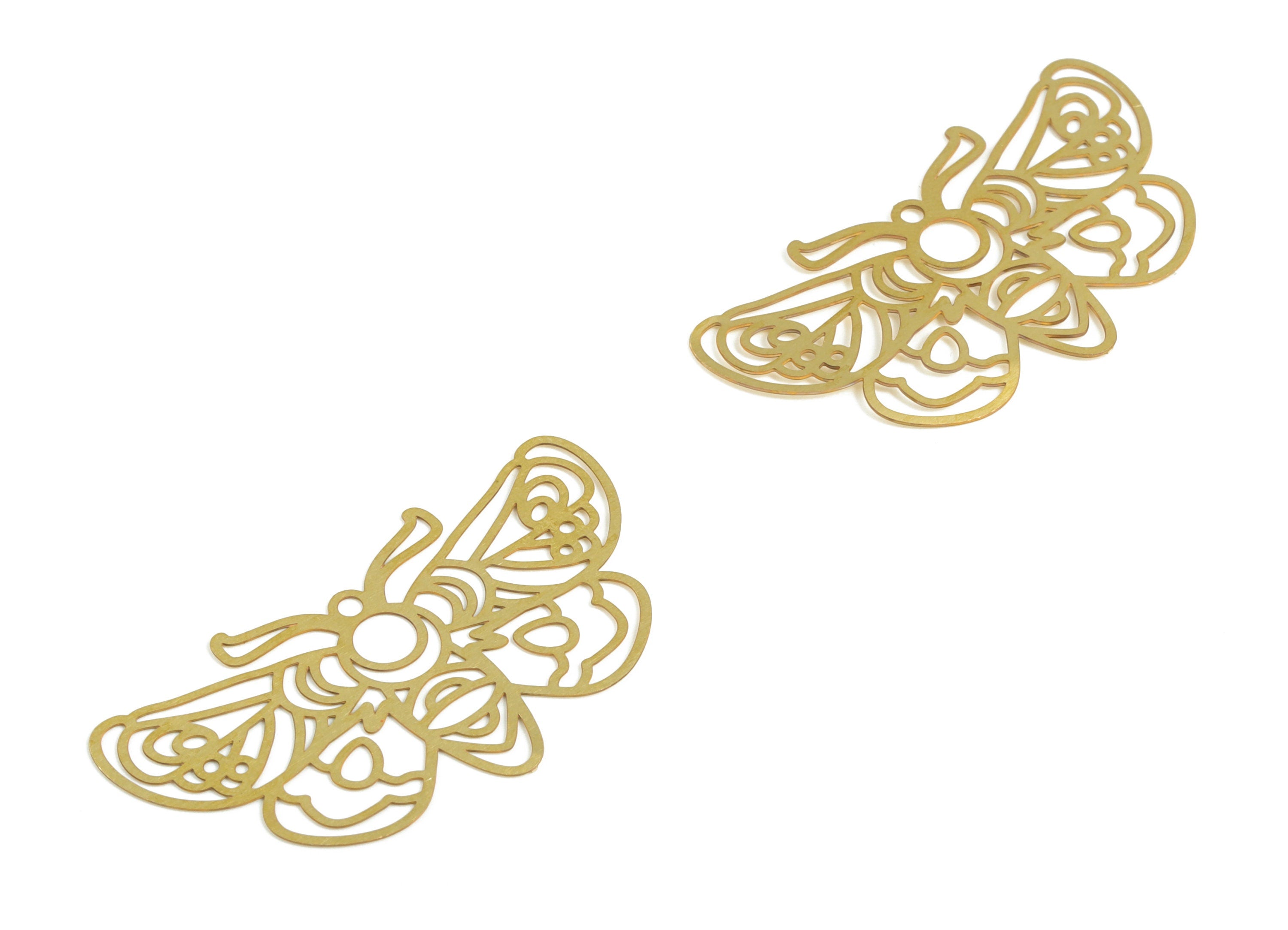 Brass Butterfly Earring Charms - Raw Brass Butterfly Pendant - Earring Findings - Jewellery Making Supplies - 41.61x22.90x0.29mm - JJB6623 - DOMEDBAZAAR