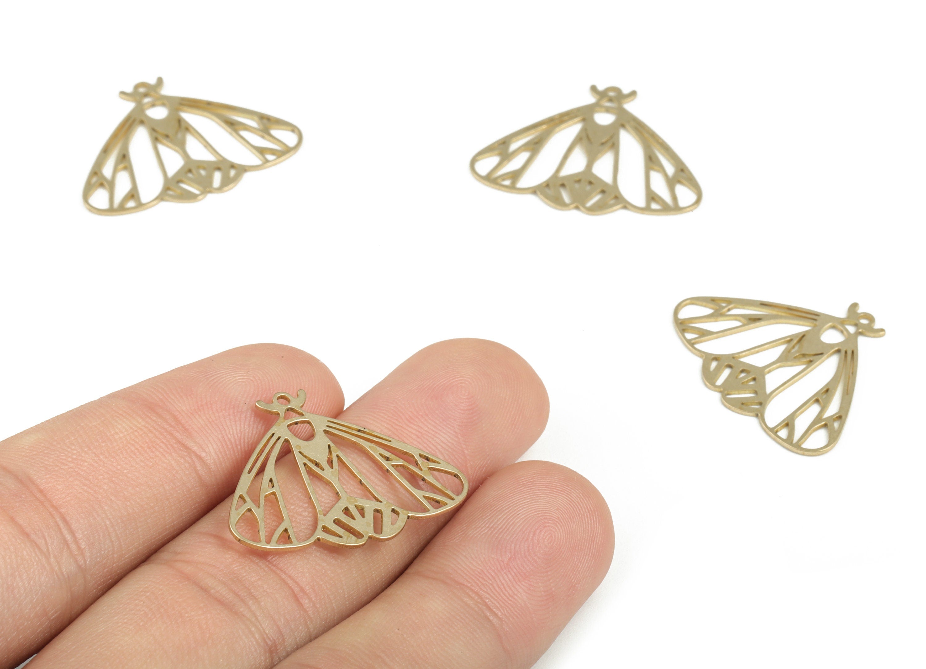 Brass Hollow Butterfly Earring Charms - Raw Brass Butterfly Pendant - Earring Findings - Jewelry Making Supplies - 27.3x21.4x0.6mm - PP3779 - DOMEDBAZAAR
