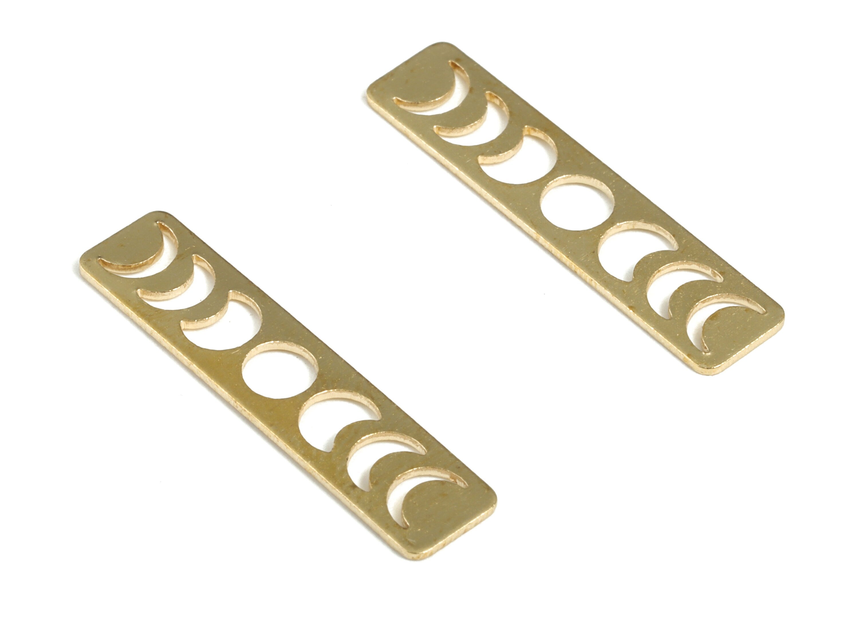 Brass Phases of Moon Earring Charms - Raw Brass Rectangle Pendant- Earring Findings- Jewelry Supplies – 25.14x5.75x0.67mm - PP3843 - DOMEDBAZAAR