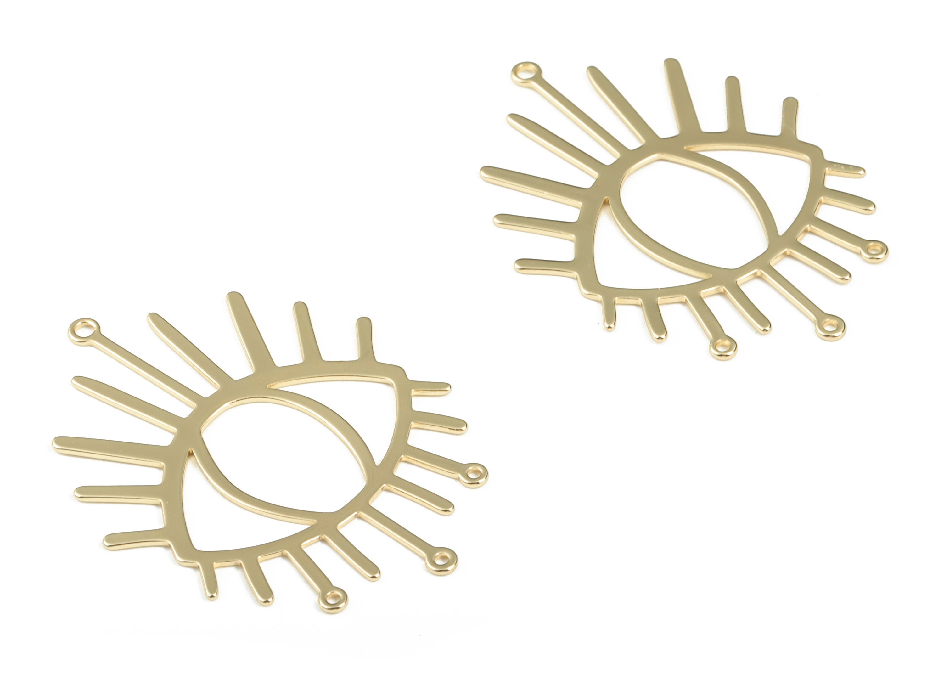 Brass Eye Earring Charms – Brass Eye Connector - 18K Real Gold Plated Brass Eye - Jewelry Making Supplies - 50.72x37.84x0.86mm - RGP2812 - DOMEDBAZAAR