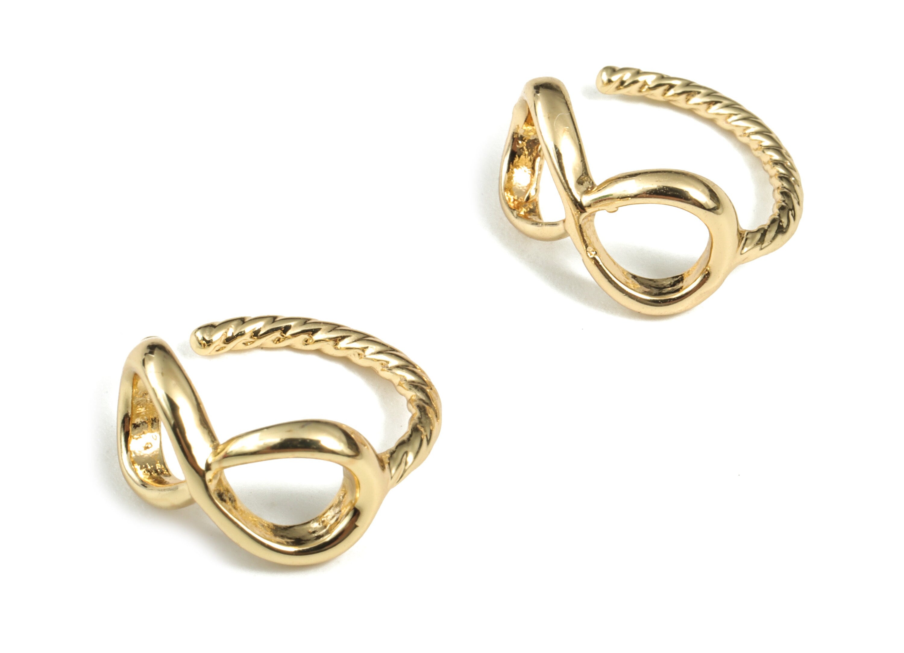 Brass Infinity Eyes Cuff Jewelry Charm - 18K Real Gold Plated Brass - Earring Findings - Jewelry Making Supplies – 14.67x14x2.2mm - RGP2824 - DOMEDBAZAAR