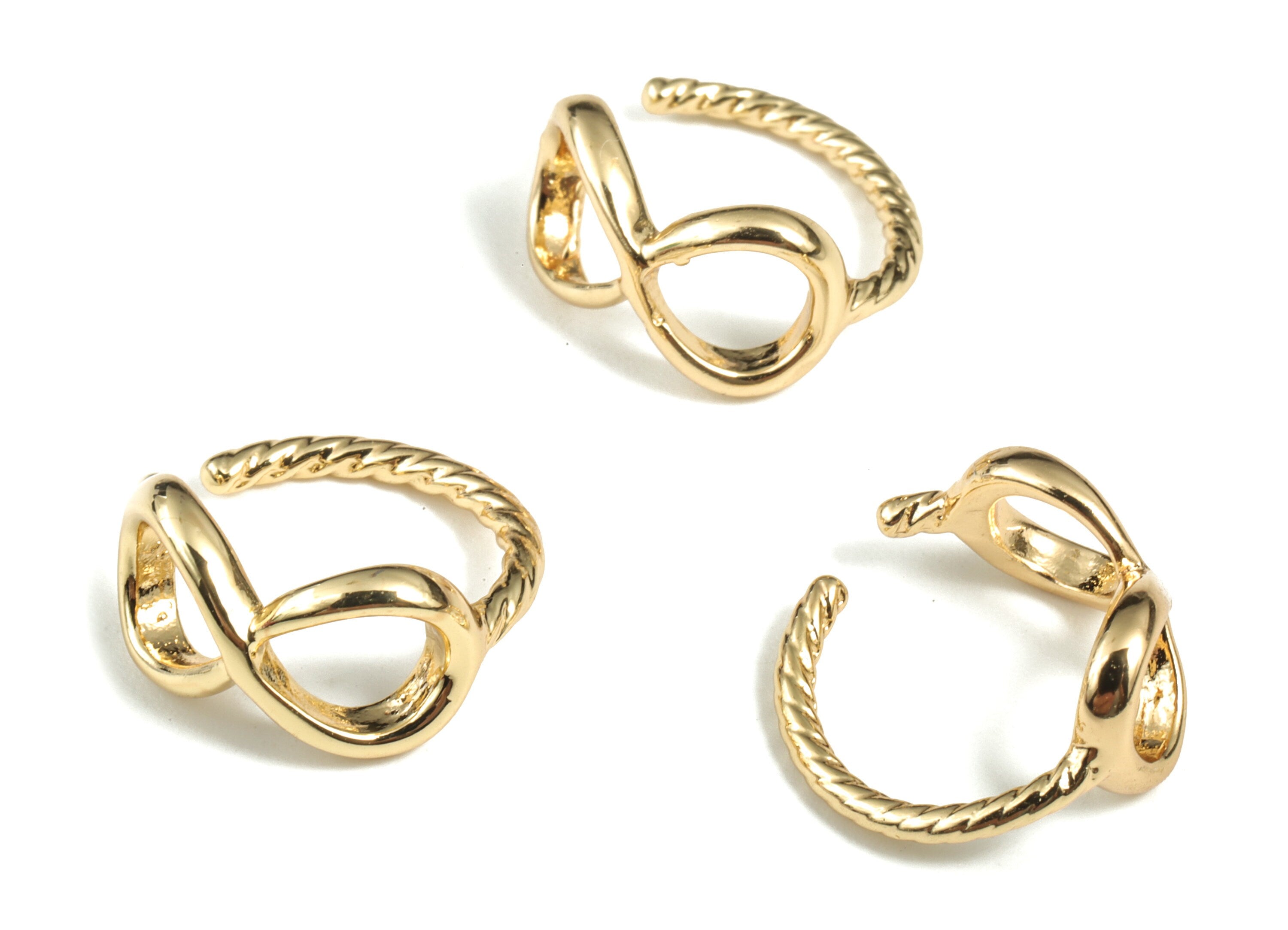 Brass Infinity Eyes Cuff Jewelry Charm - 18K Real Gold Plated Brass - Earring Findings - Jewelry Making Supplies – 14.67x14x2.2mm - RGP2824 - DOMEDBAZAAR