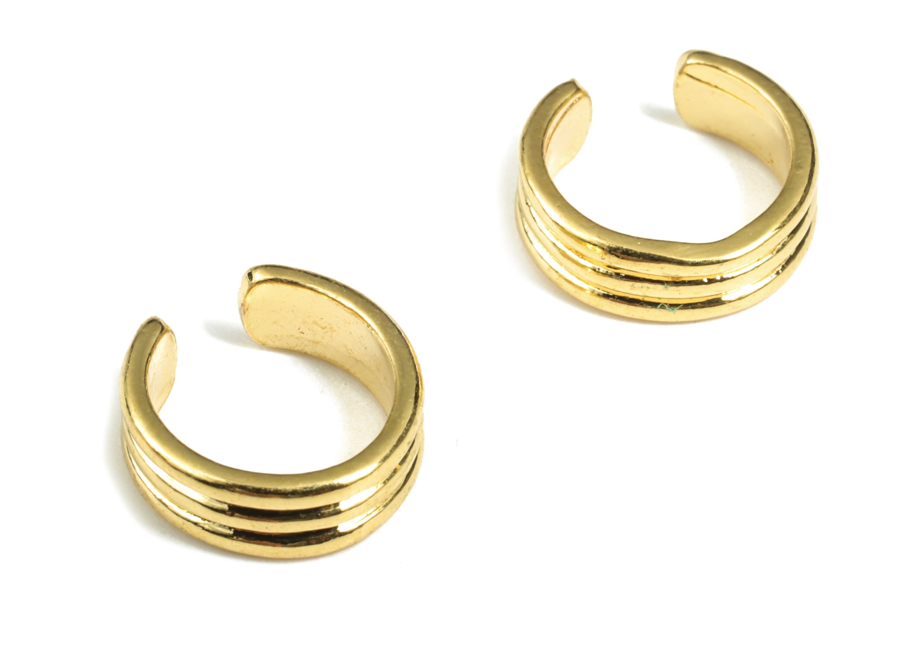 Brass Smooth Ear Cuff Earring Charms - 18K Real Gold Plated Brass – Earring Findings - Jewelry Making Supplies – 11.83x11.66x1.4mm - RGP2834 - DOMEDBAZAAR