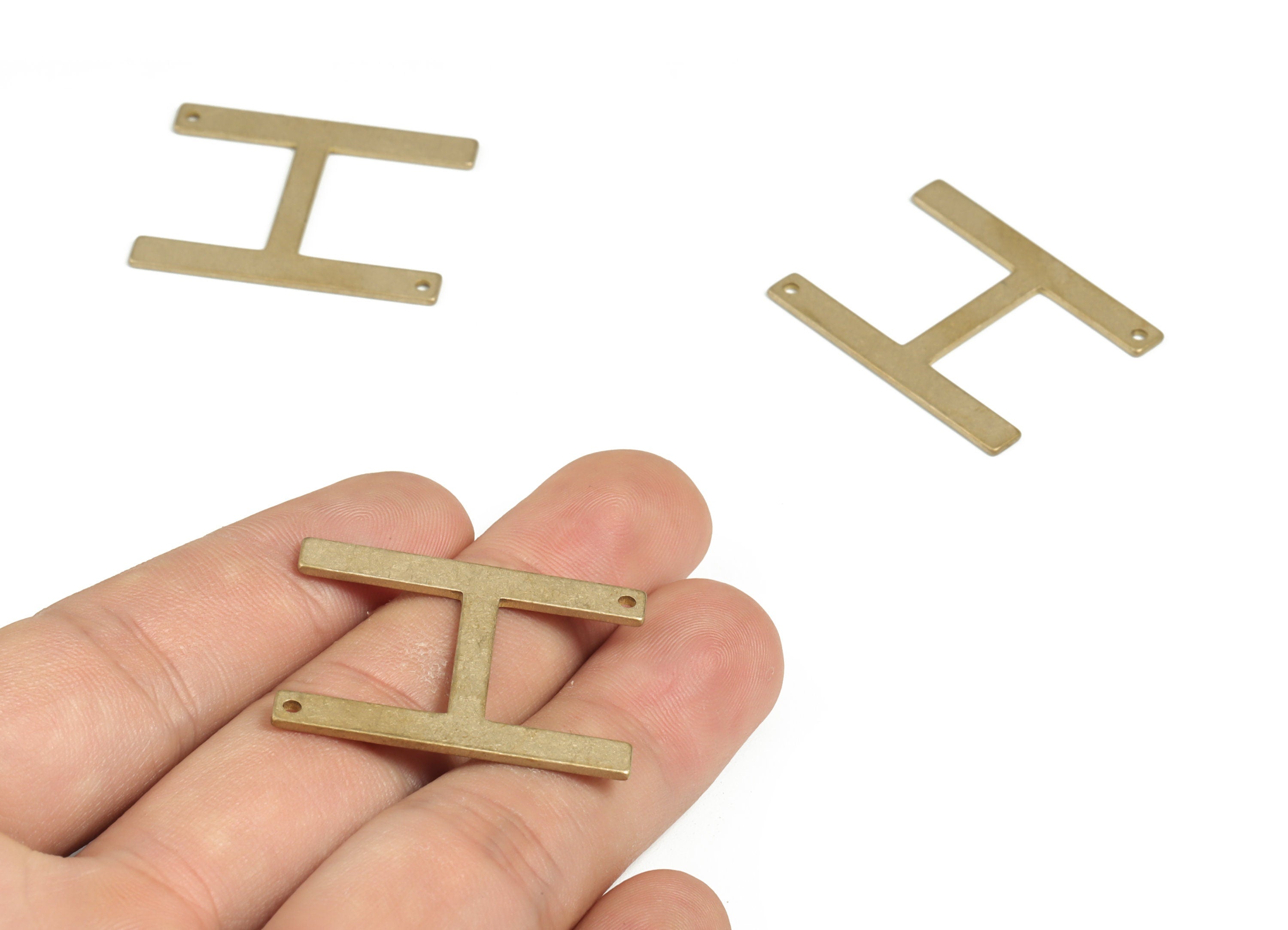 Brass Letter H Earring Connector - Raw Brass  Letter H Charms - Earring Findings - Jewelry Making Supplies - 32.81x25.97x1.17mm - PP3945 - DOMEDBAZAAR