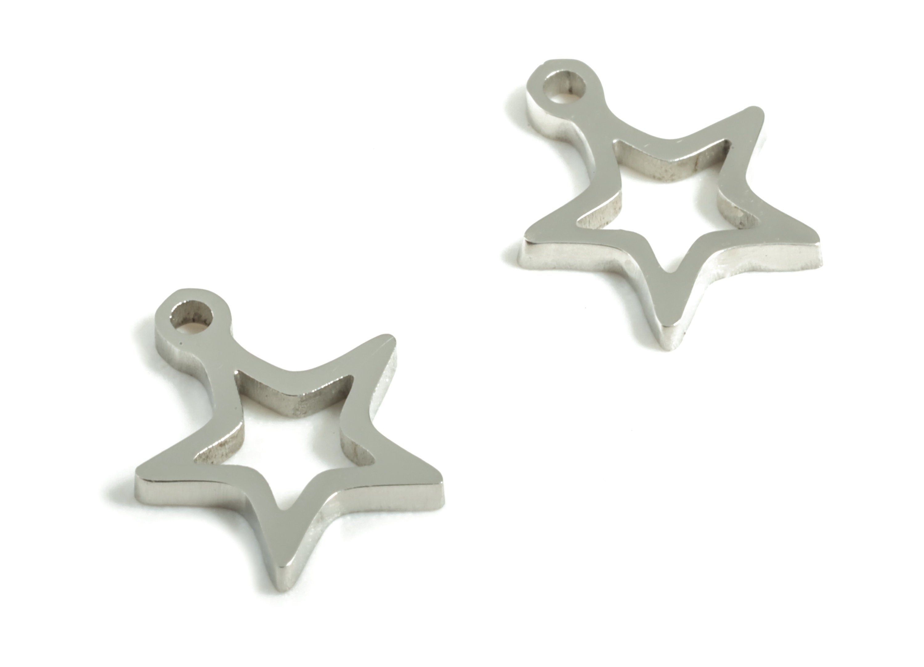 Stainless Steel Star Earring Charms - Stainless Steel Star Pendant - Jewelry Making Supplies - 8.86x7.41x0.98mm - SS1211 - DOMEDBAZAAR