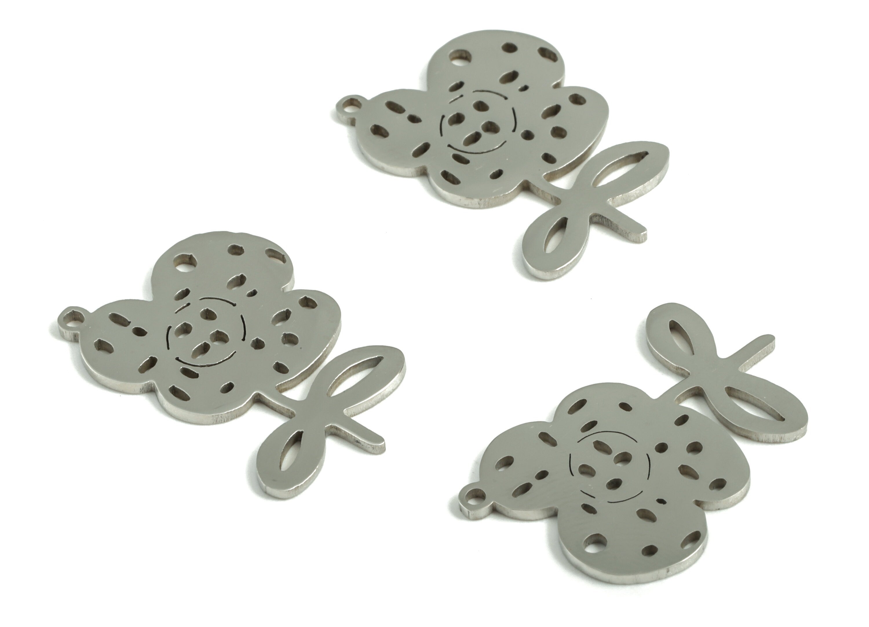 Stainless Steel Flower Eye Earring Charms - Stainless Steel Flower Pendant - Jewelry Making Supplies - 25.13x16.67x1.01mm - SS1185 - DOMEDBAZAAR
