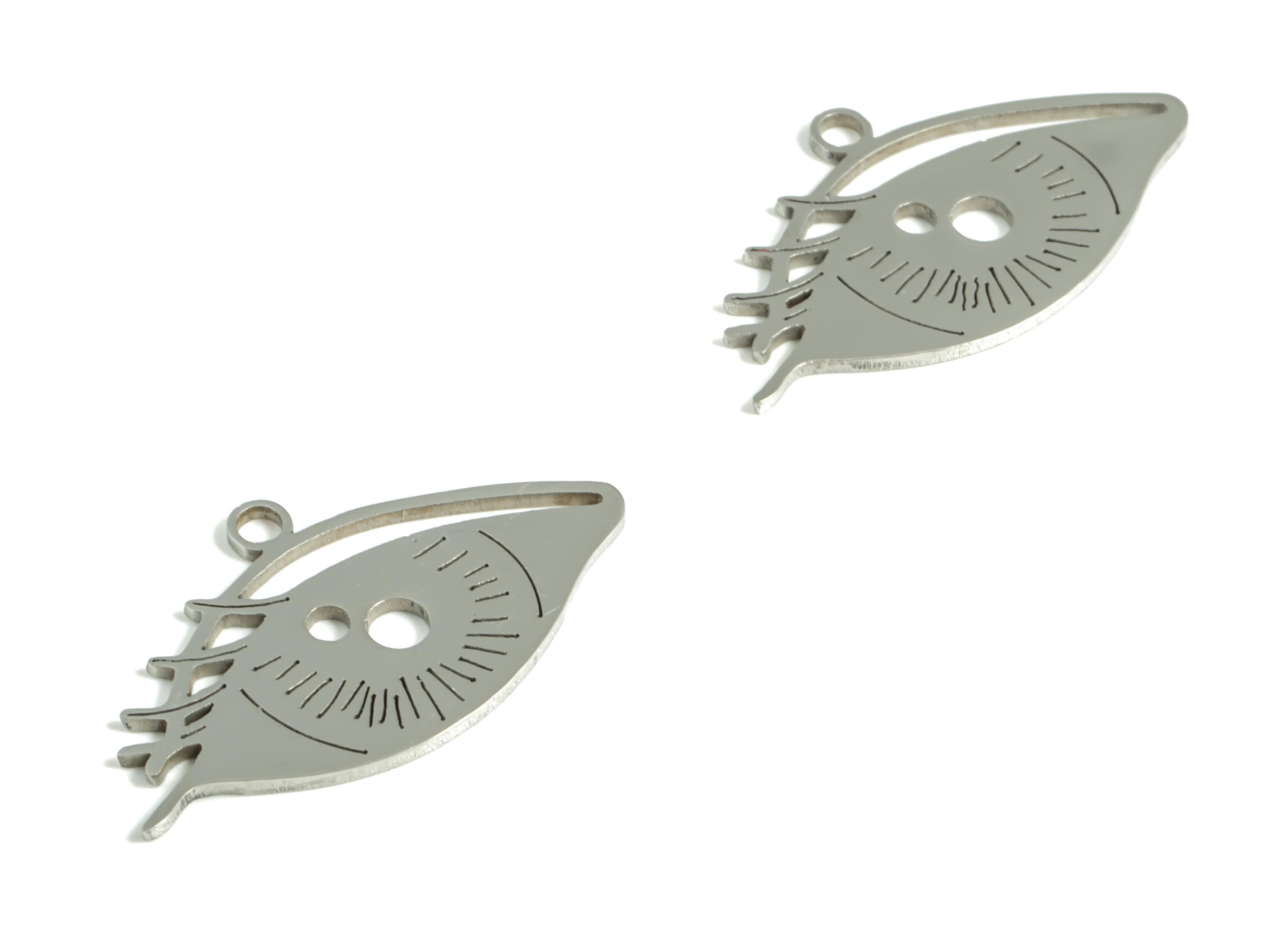 Stainless Steel Eyelash Earring Charms - Stainless Steel Eyelash Pendant - Jewelry Making Supplies - 31.01x17.68x0.98mm - SS1194 - DOMEDBAZAAR