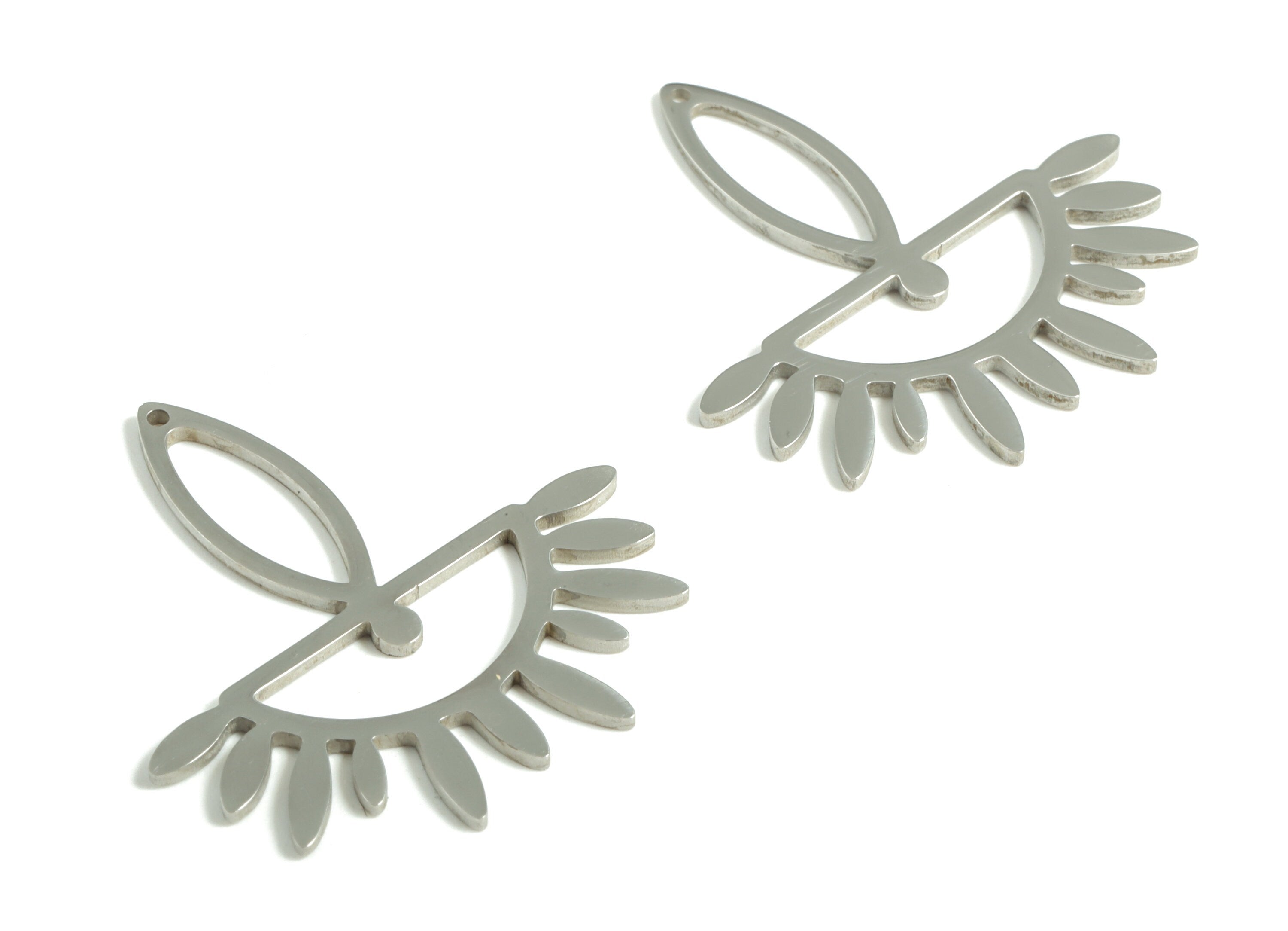 Stainless Steel Marquise Semi Circle Earring Charms - Marquise Half Moon Pendant - Jewelry Making Supplies - 30.4x28.18x0.97mm - SS1187 - DOMEDBAZAAR