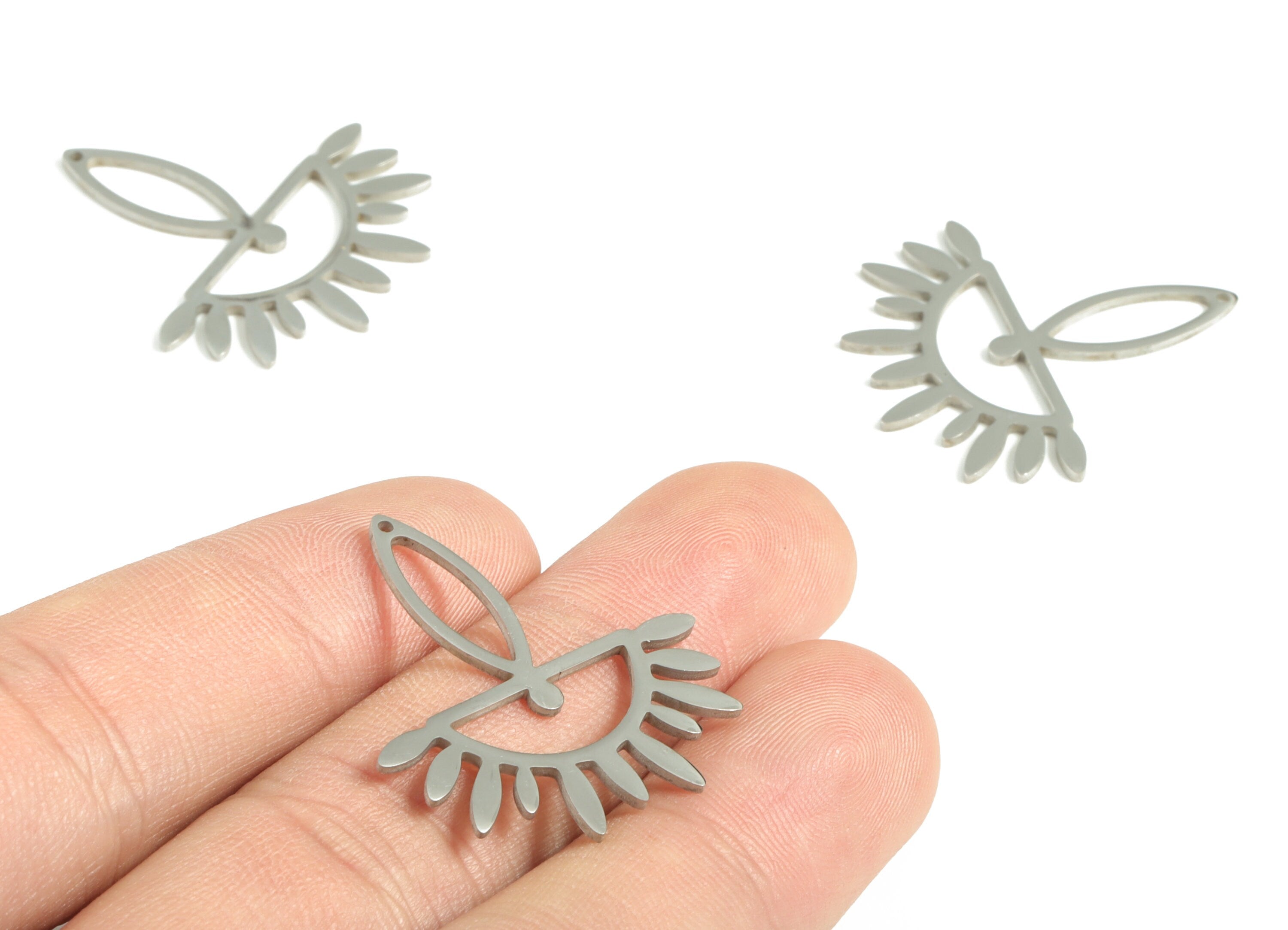 Stainless Steel Marquise Semi Circle Earring Charms - Marquise Half Moon Pendant - Jewelry Making Supplies - 30.4x28.18x0.97mm - SS1187 - DOMEDBAZAAR