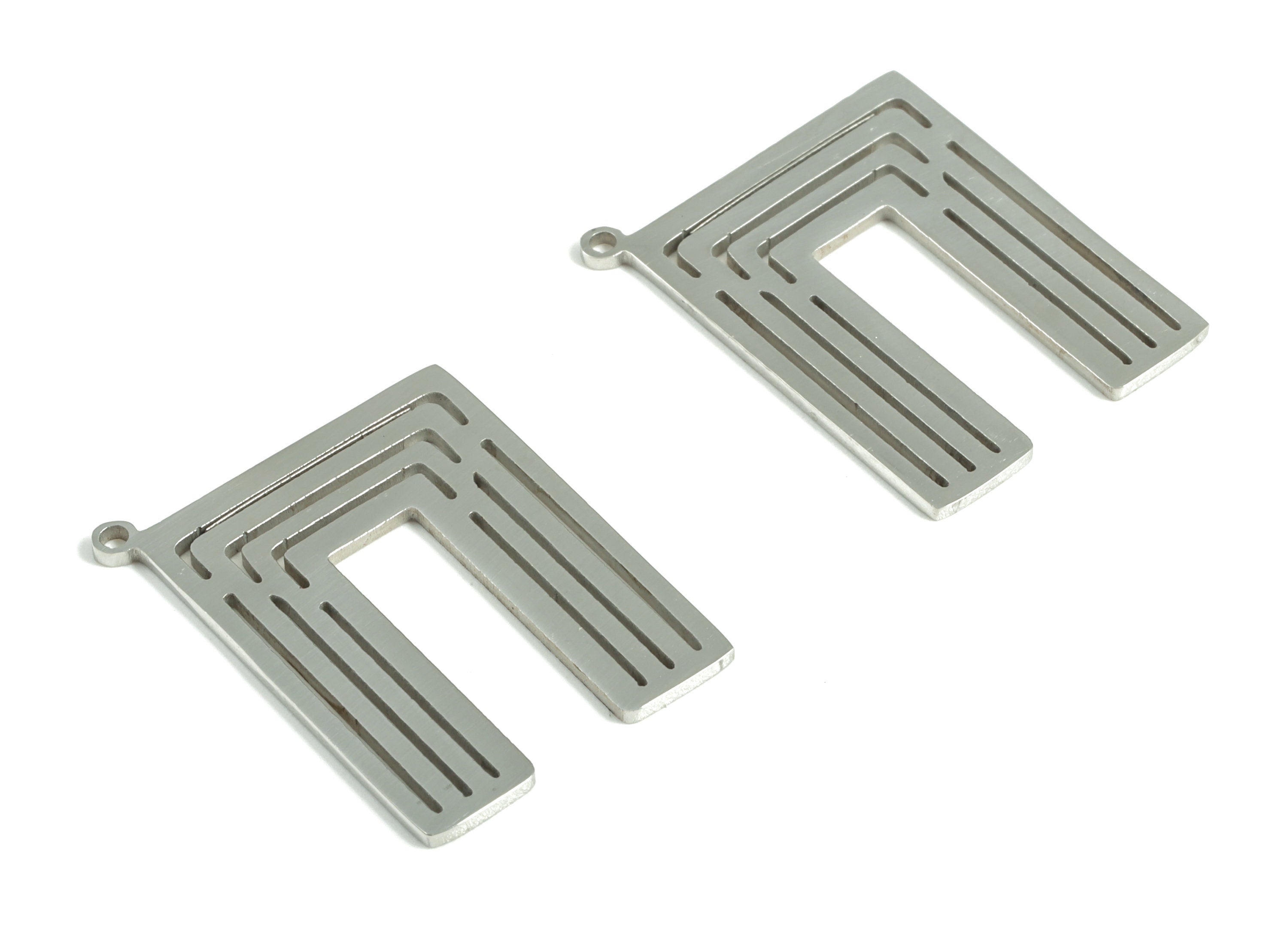 Stainless Steel Rectangle Earring Charms - Stainless Steel Rectangle Pendant - Jewelry Making Supplies - 26.39x19.25x1mm - SS1193 - DOMEDBAZAAR