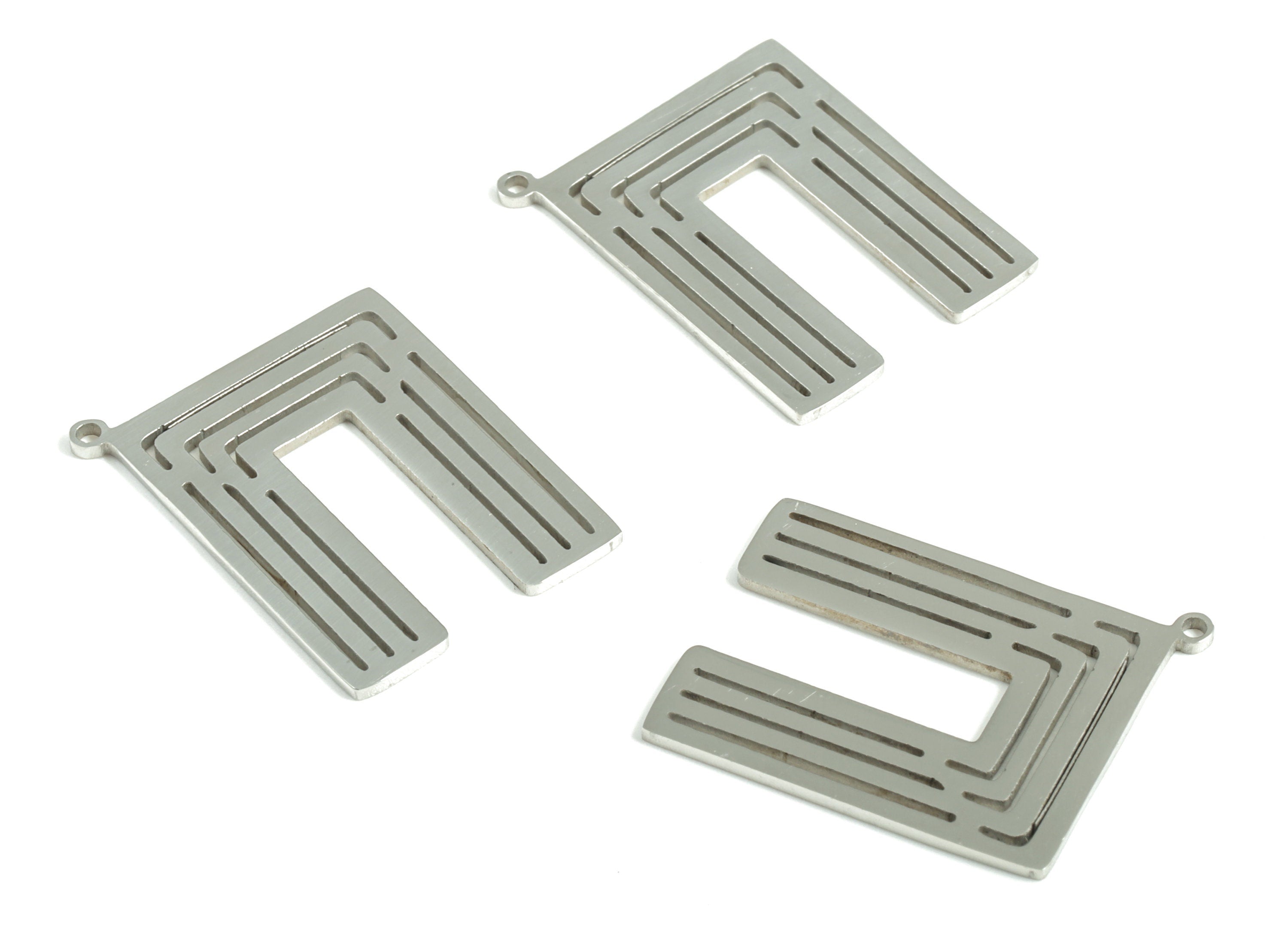 Stainless Steel Rectangle Earring Charms - Stainless Steel Rectangle Pendant - Jewelry Making Supplies - 26.39x19.25x1mm - SS1193 - DOMEDBAZAAR