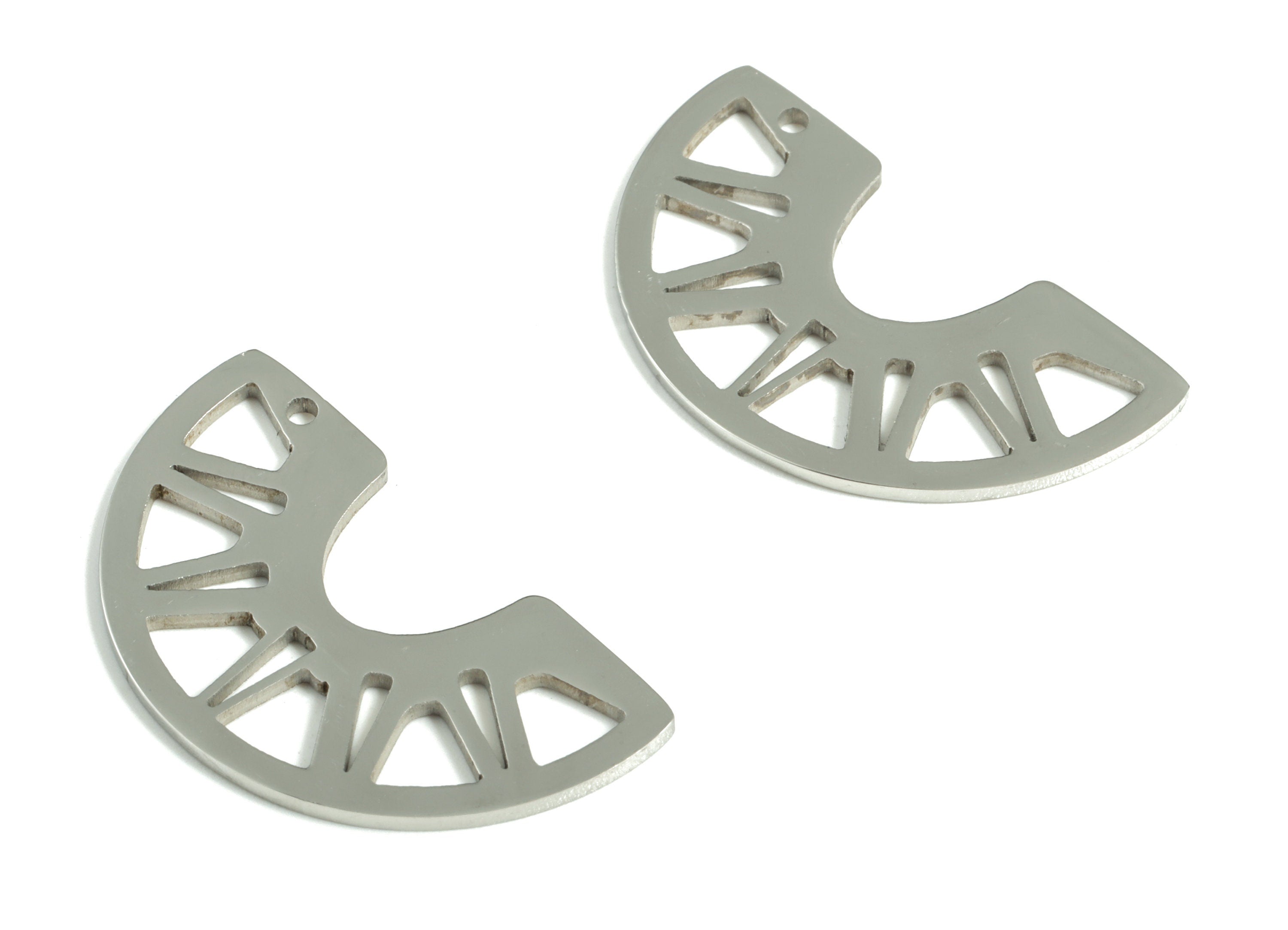 Stainless Steel Half Moon Earring Charms - Stainless Steel Semicircle Pendant - Jewelry Making Supplies - 29.92x17.64x1.01mm - SS1188 - DOMEDBAZAAR