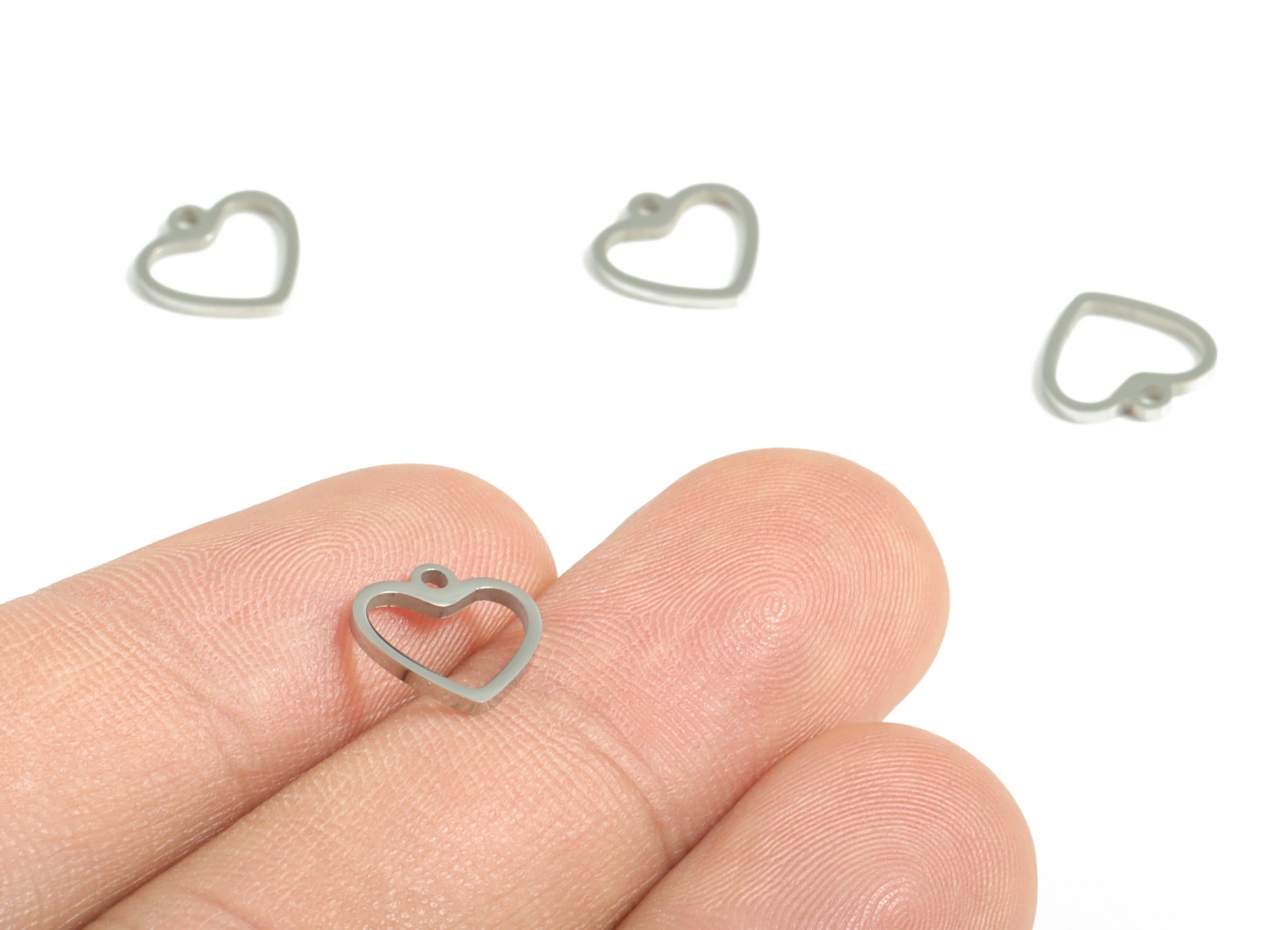 Stainless Steel Heart Earring Charms - Stainless Steel Heart Pendant - Jewelry Making Supplies - 9.82x9.81x0.95mm - SS1207 - DOMEDBAZAAR