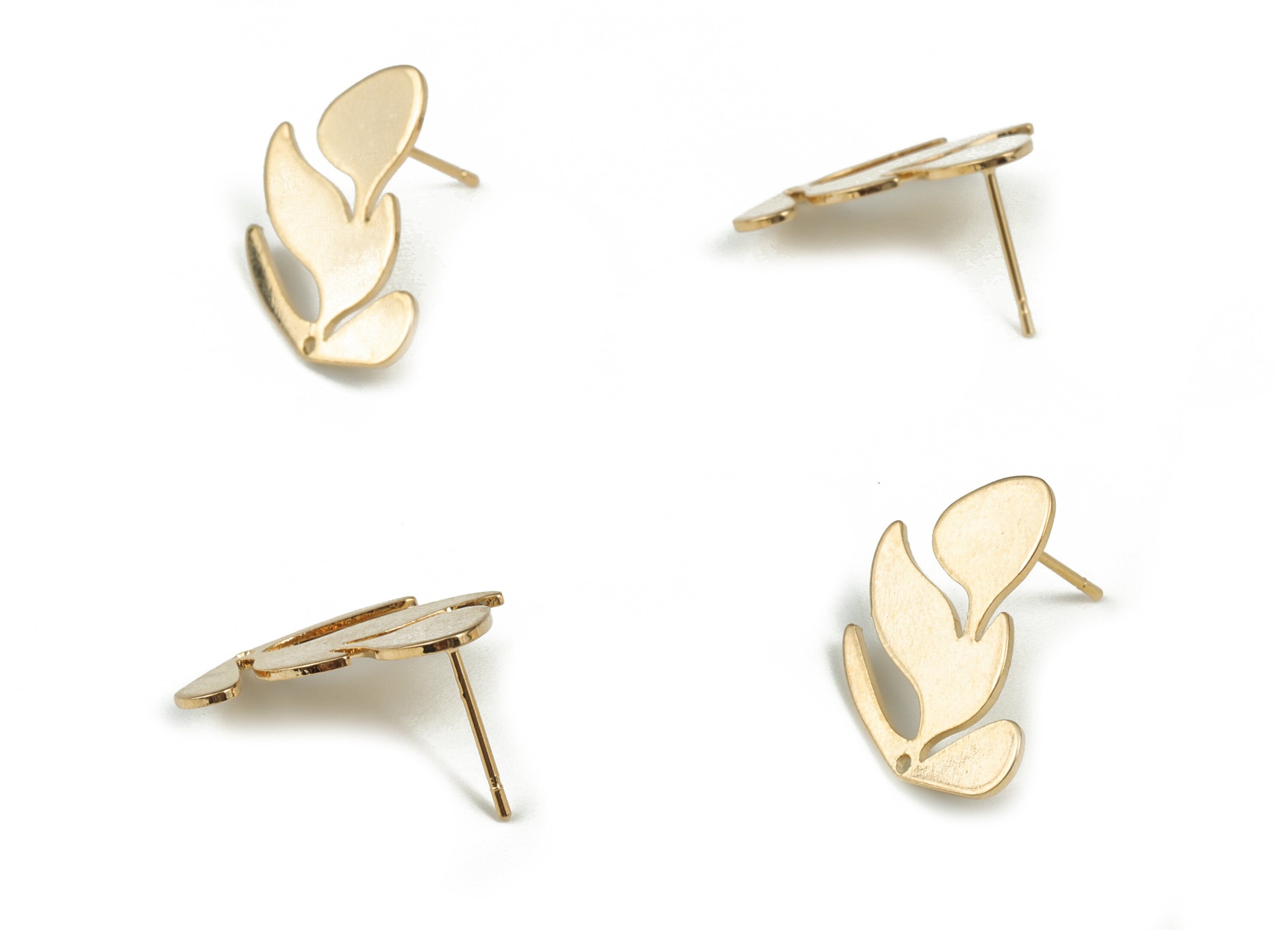 Geometric Flower Earring Charm – 18k Gold Plated Brass Charm with One Hole –316 Stainless Steel Post Earrings – 21.96x17.06x0.93mm – RGP2857 - DOMEDBAZAAR