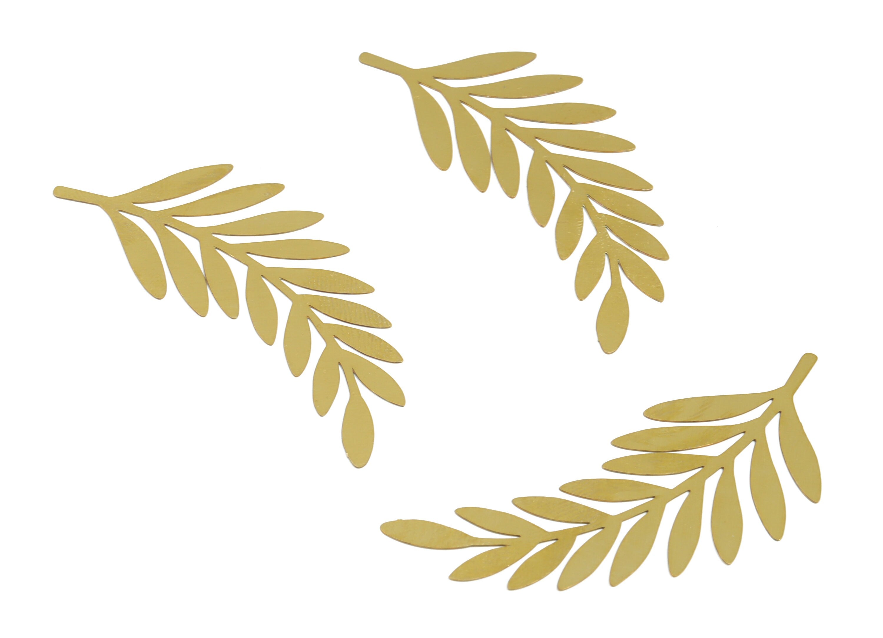 Raw Brass Leaf Charm - Raw Brass Leaf Charms Pendant - Leaves Earrings Charms - Jewellery Making - 57.41×23.18× 0.28mm - JJB6217 - DOMEDBAZAAR